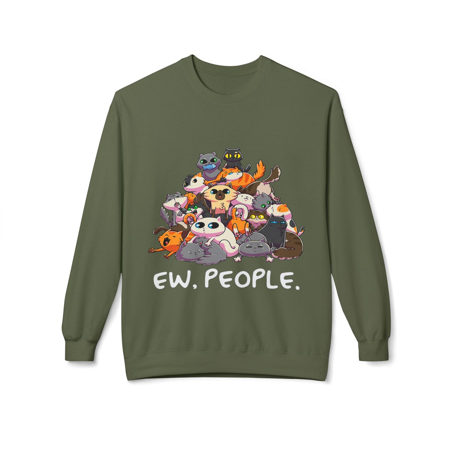 Cute Cat Lover Crewneck Sweatshirt - 'Ew. People.' Funny Gift for Cat Owners, Animal Lovers, Cozy Fashion, Unique Birthday Present