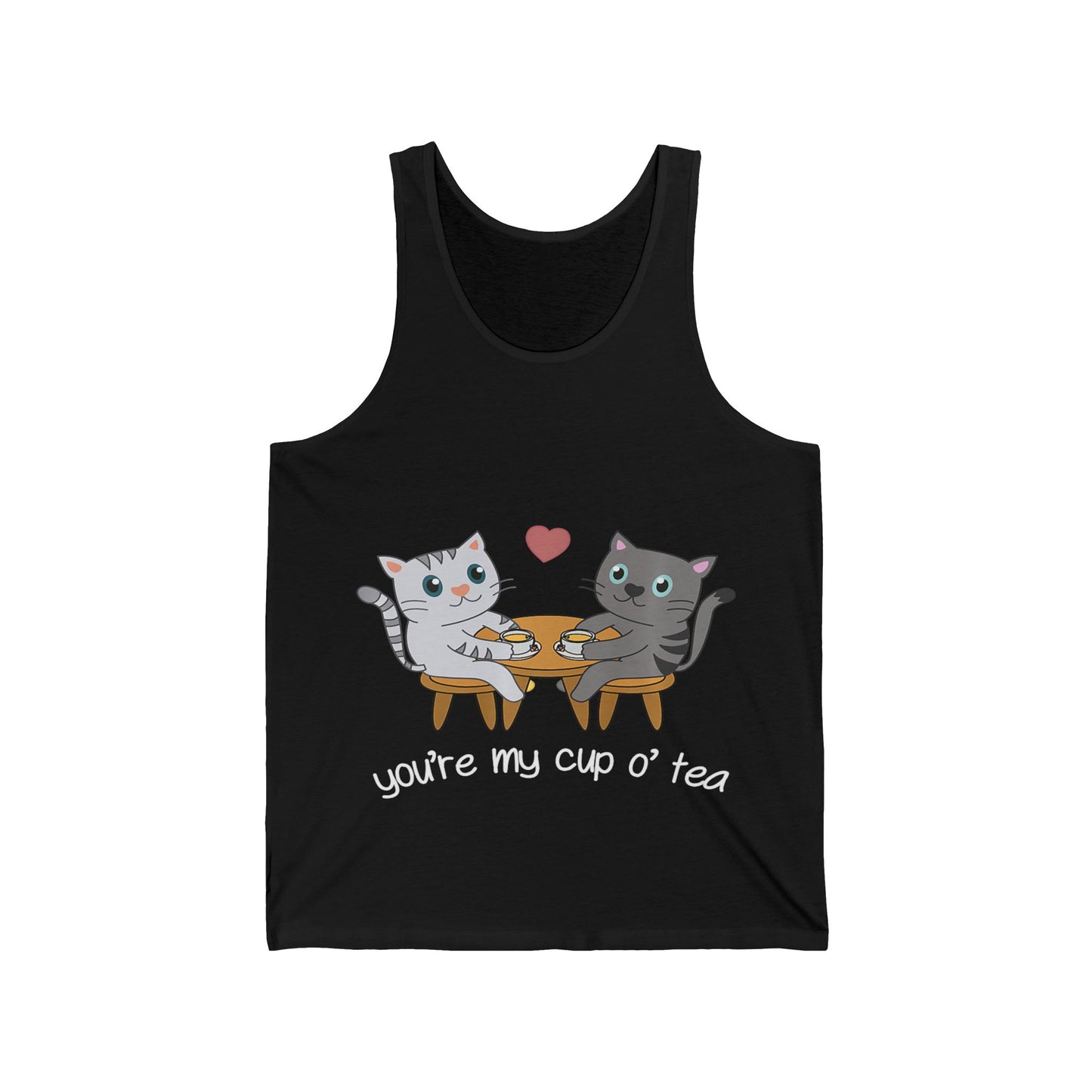 Cute Cat Lovers Unisex Jersey Tank - You're My Cup of Tea, Cat Tank Top, Gift for Cat Owners, Pet Lover Apparel, Summer Casual Wear