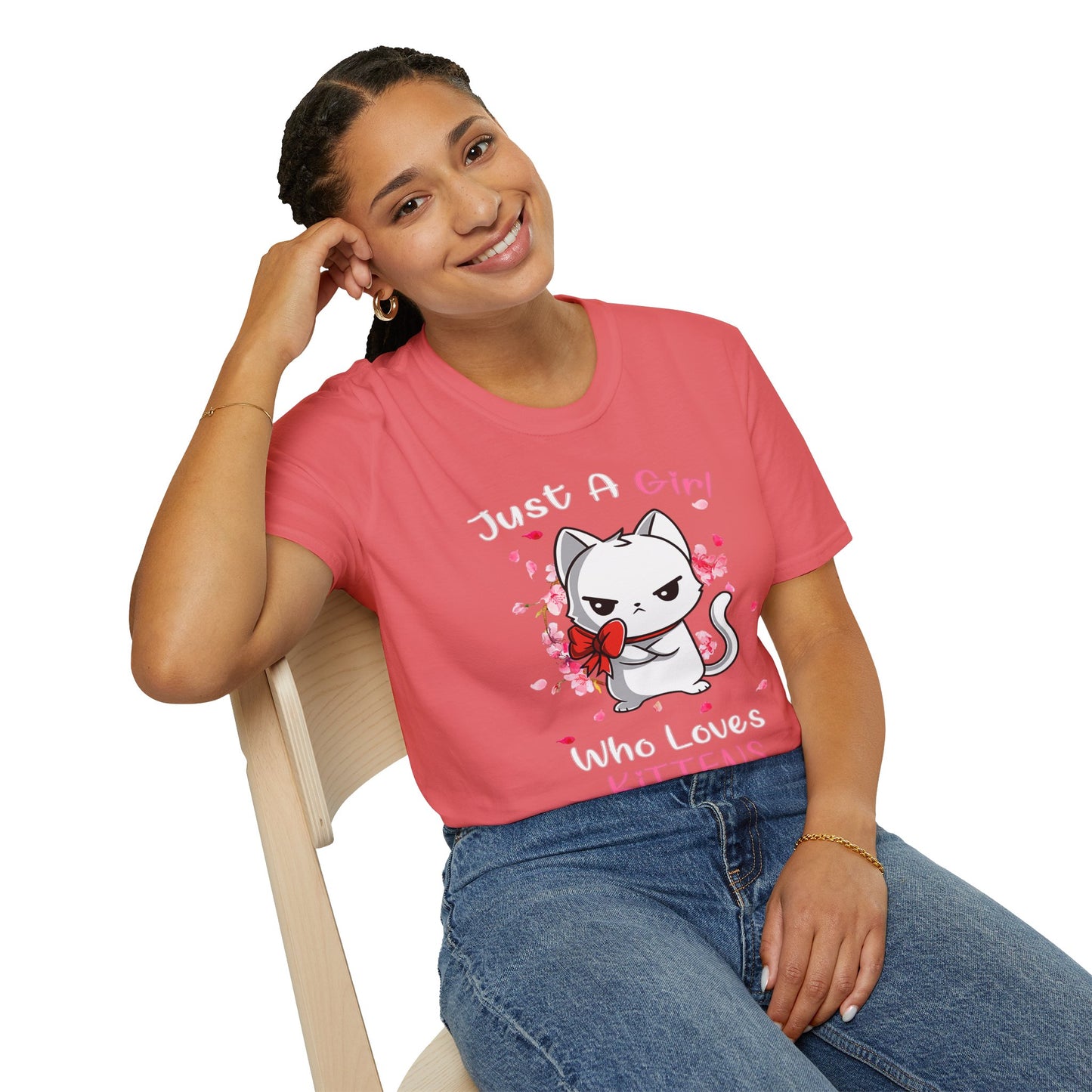 Cute Kittens Graphic Tee, Unisex Softstyle T-Shirt for Cat Lovers, Gift for Birthdays, Valentine's Day, Casual Wear, Animal Lovers