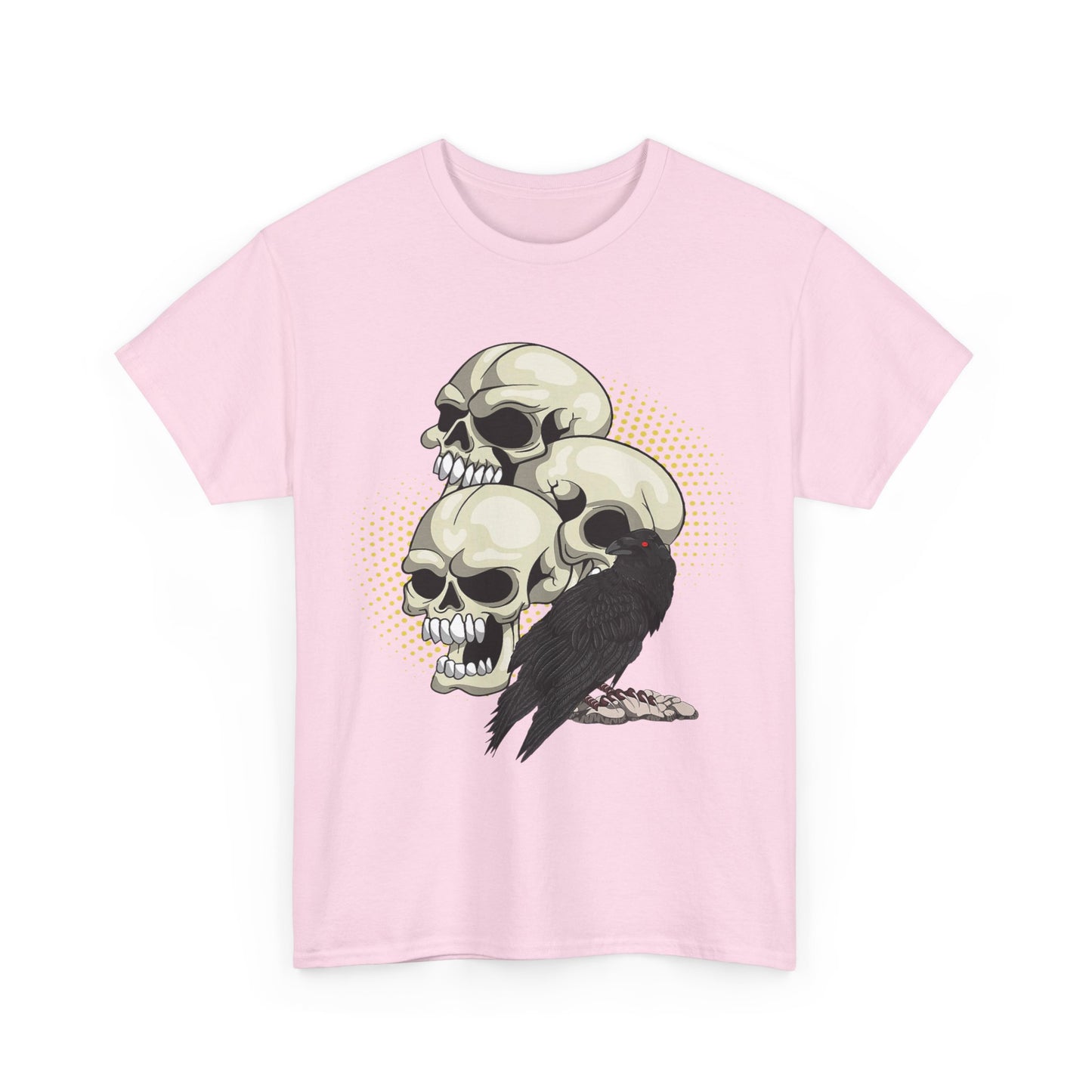 Skull Crow Tee - Unisex Heavy Cotton T-Shirt, Edgy Graphic Shirt, Gothic Style Apparel, Halloween Outfit, Alternative Fashion