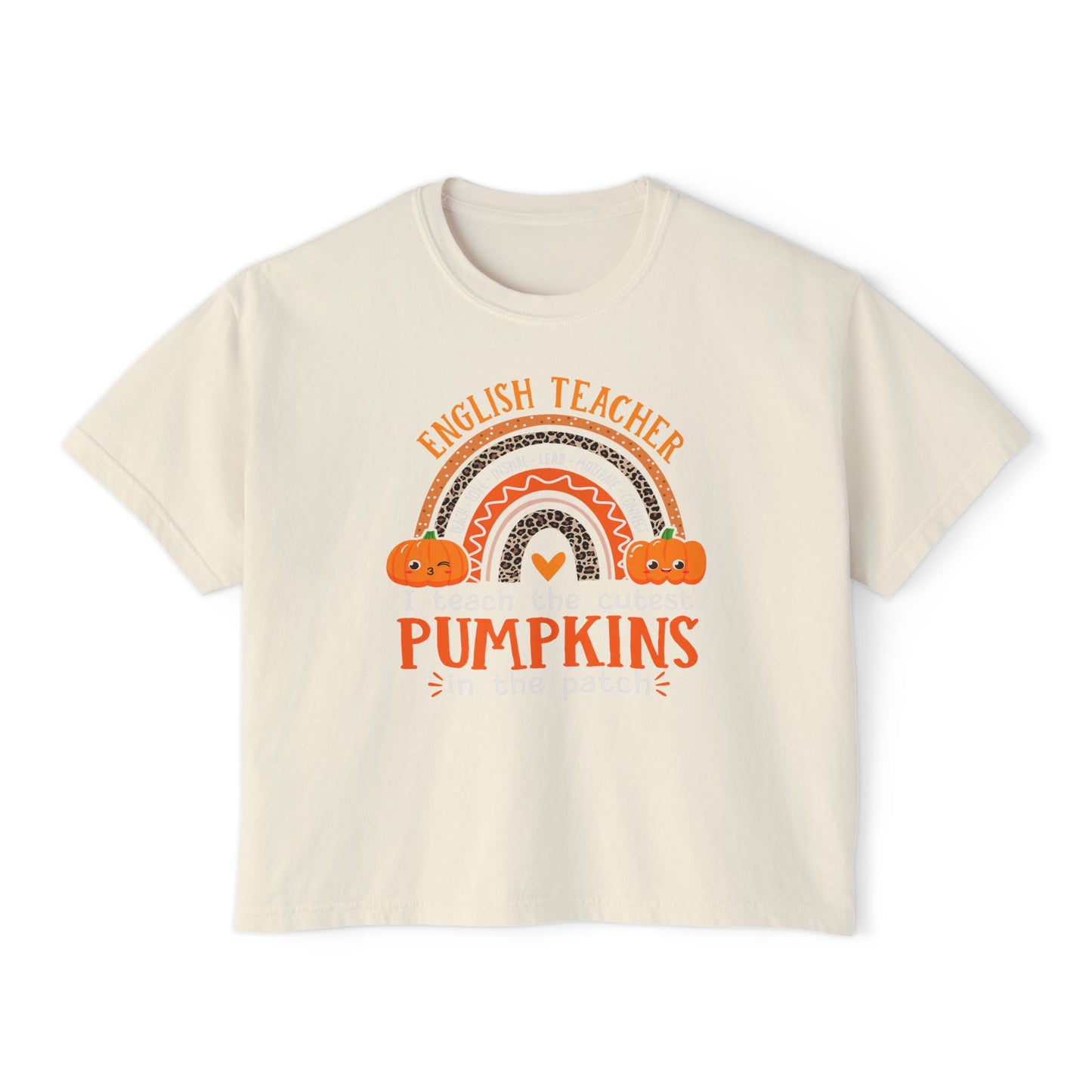 Fall Pumpkin English Teacher Boxy Tee, Cute Teacher Shirt, Autumn Apparel, Funny Teacher Gift, Halloween Shirt, Gift for Teachers