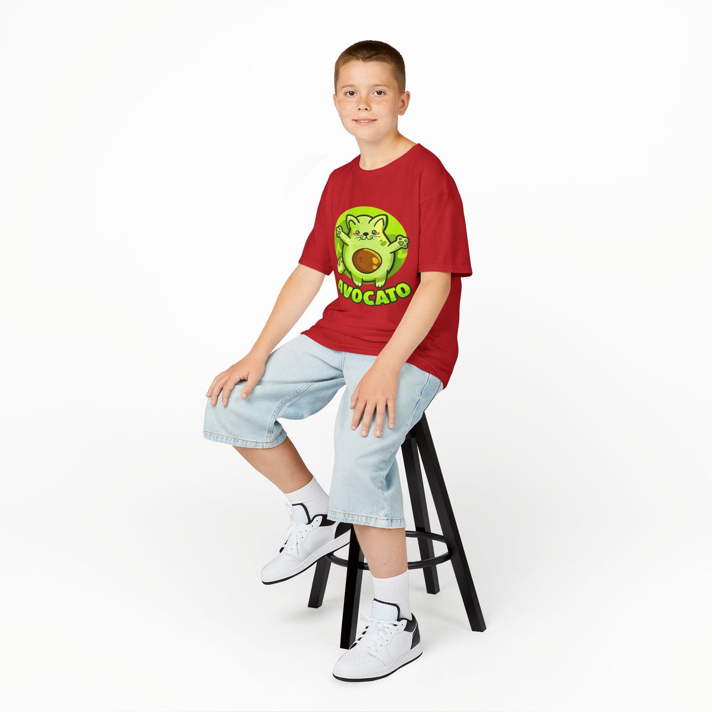 Cute Avocado Cat Kids Tee, Fun T-Shirt for Kids, Avocado Lover Gift, Playful Graphic Shirt, Birthday Party Outfit