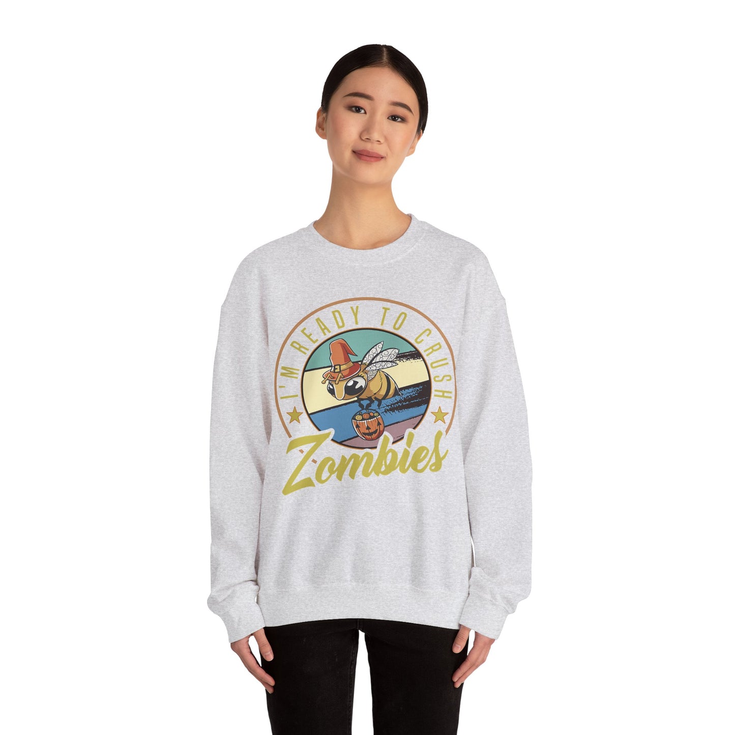 Zombie-Themed Crewneck Sweatshirt - Funny Halloween Gift for Friends, Casual Wear, Cozy Style, Unisex Apparel, Fall Fashion
