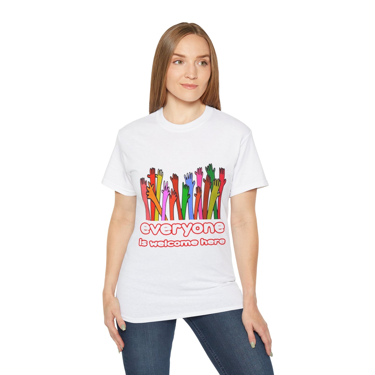 Inclusive Vibes Tee, Everyone is Welcome Here T-Shirt, Unity Tee, Proud Ally Shirt, Colorful Art Tee, Comfortable Cotton T-Shirt