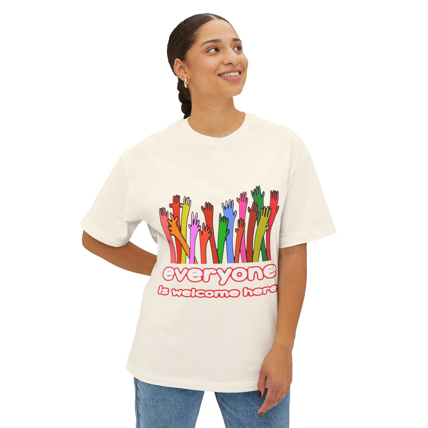 Inclusive Vibes Oversized Tee - Everyone is Welcome Here, Unisex T-Shirt, LGBTQ+ Pride Shirt, Casual Wear, Gift for Friends