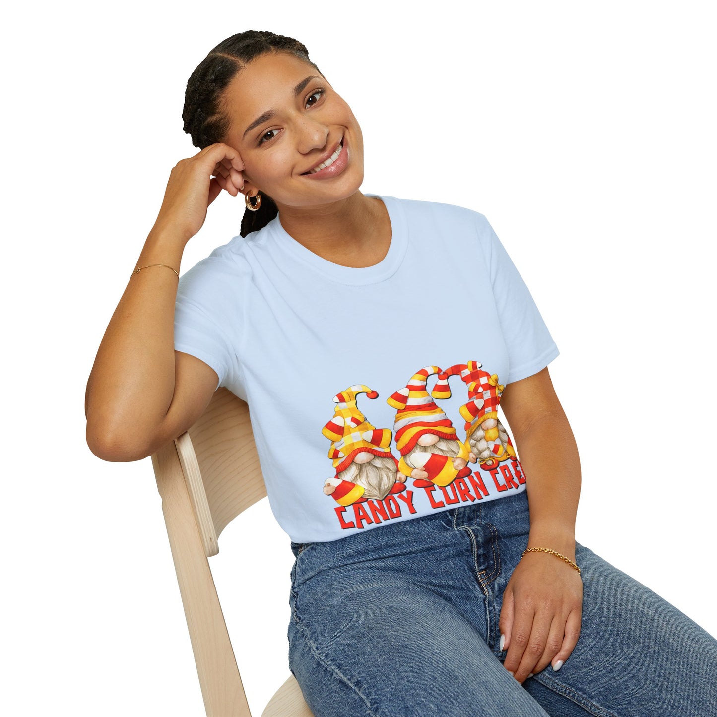 Candy Corn Crew Unisex T-Shirt - Fall Fashion, Halloween Apparel, Thanksgiving Gatherings, Cozy Comfort, Seasonal Style