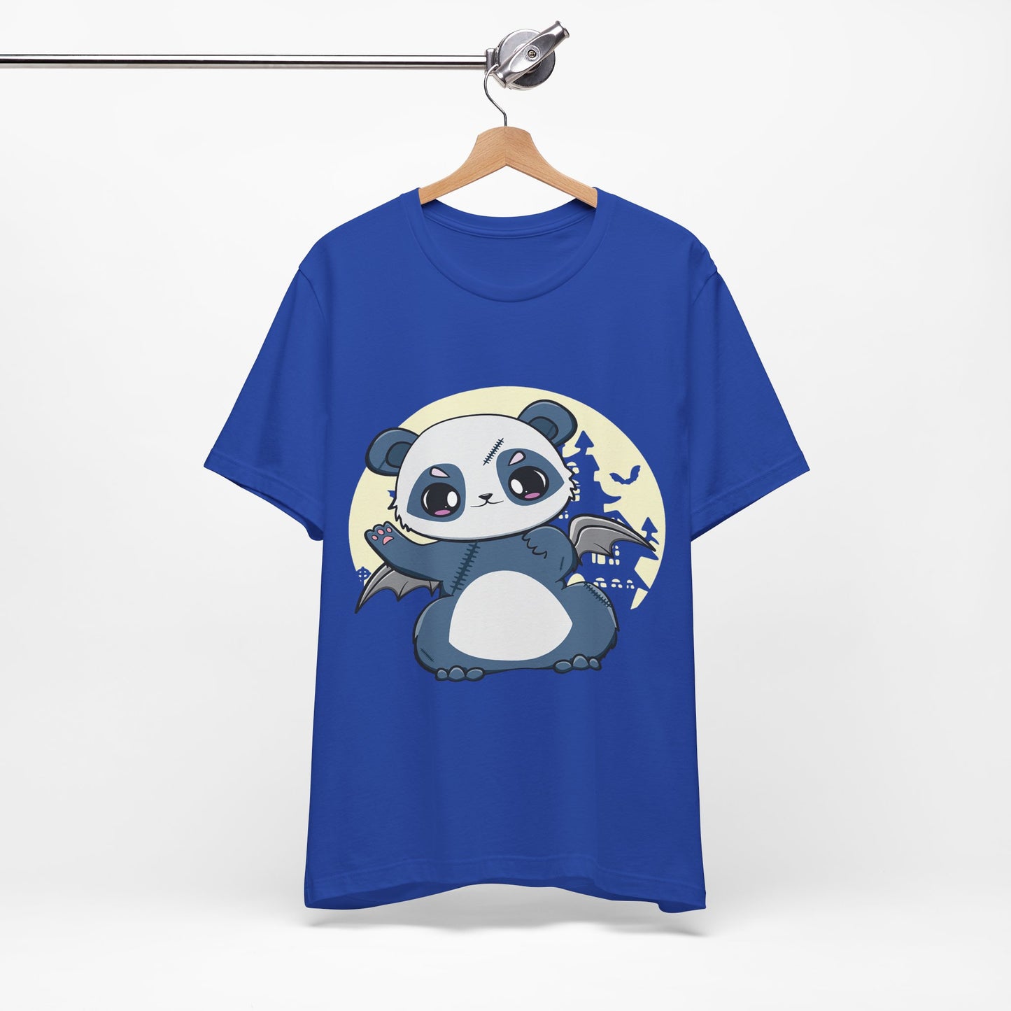 Cute Panda Halloween Tee, Unisex Short Sleeve Shirt, Fun Graphic T-Shirt, Spooky Cute Apparel, Animal Lover Gift
