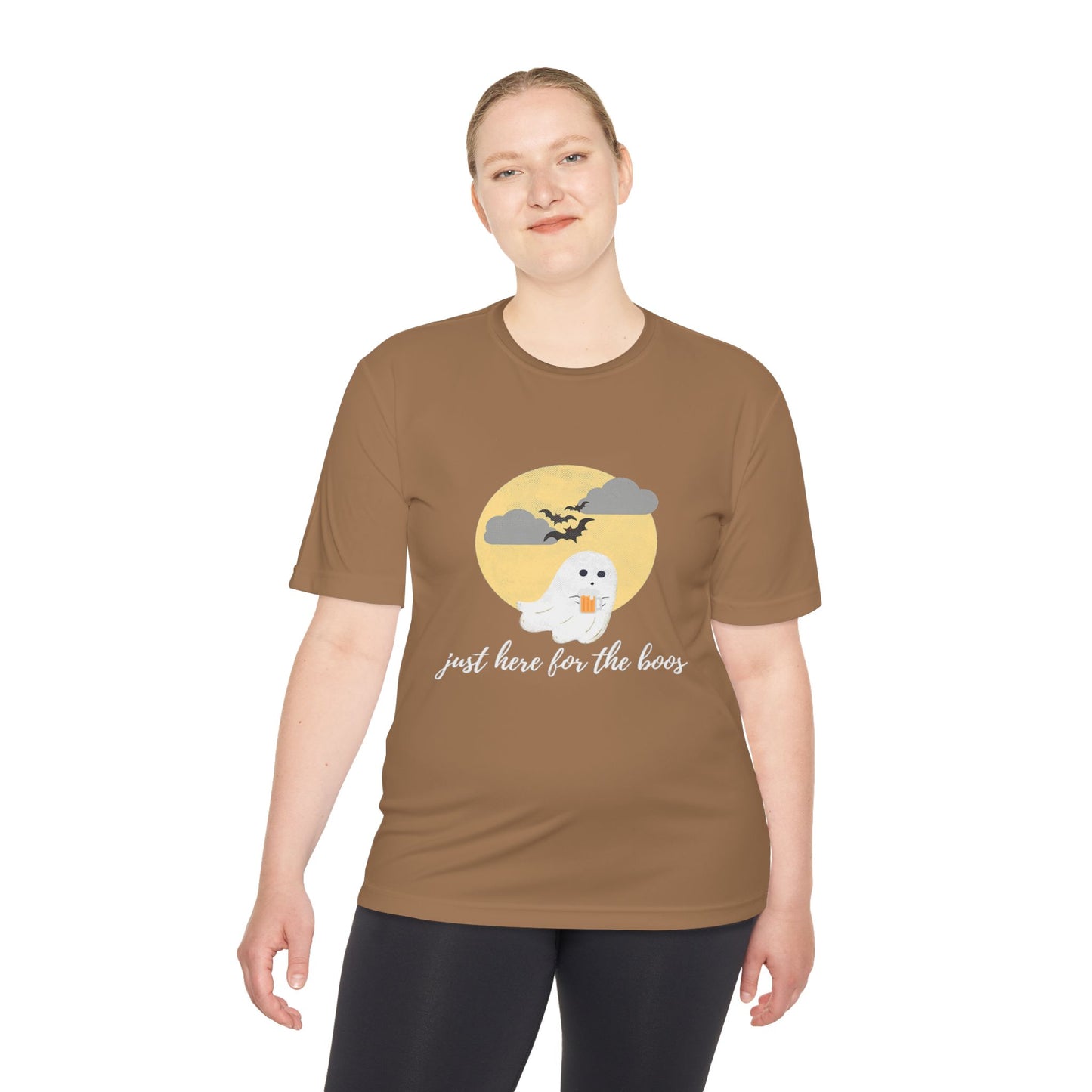 Whimsical Ghost Tee, Unisex Moisture Wicking T-Shirt, Halloween Apparel, Cute Graphic Tee, Fall Fashion, Lightweight Summer Shirt