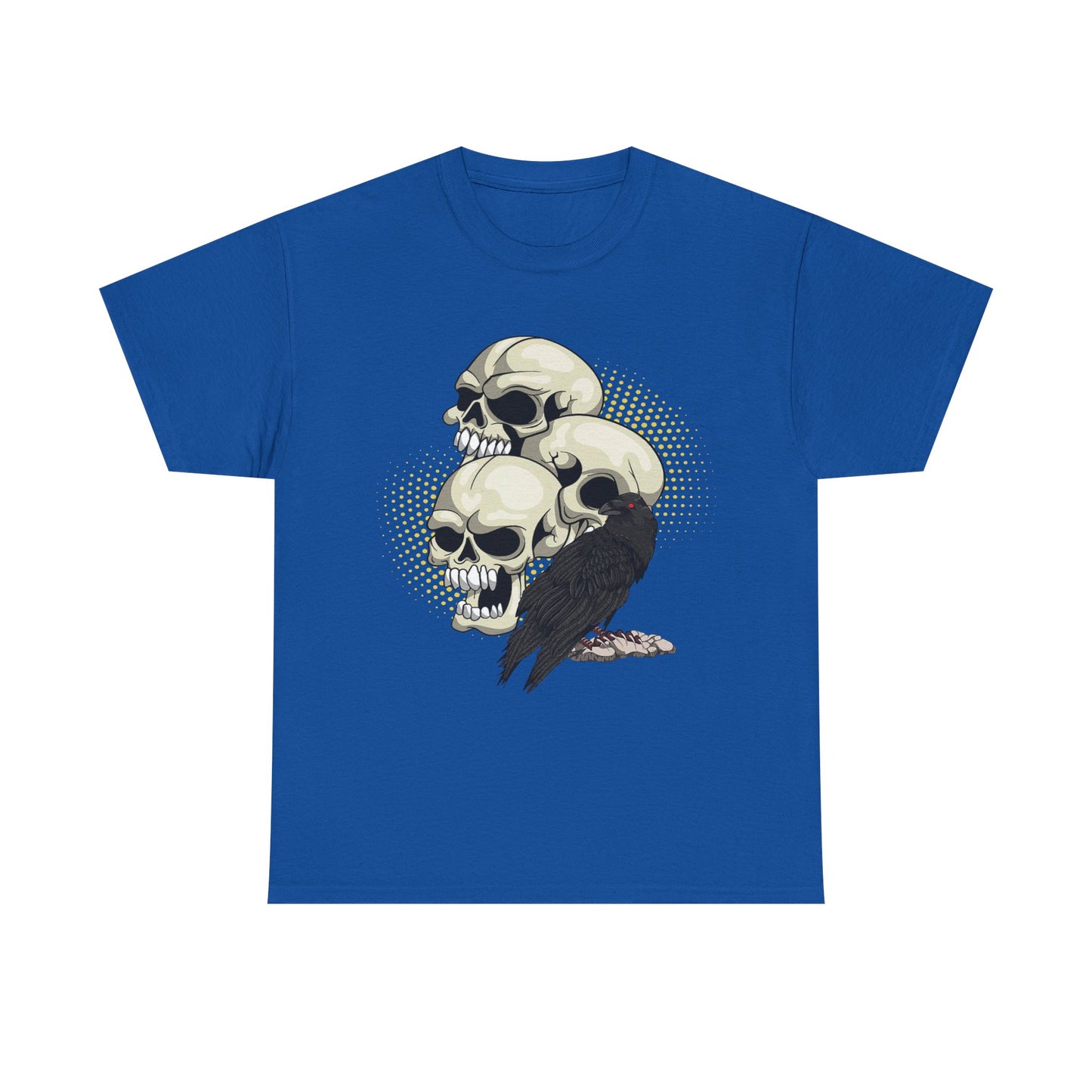Skull Crow Tee - Unisex Heavy Cotton T-Shirt, Edgy Graphic Shirt, Gothic Style Apparel, Halloween Outfit, Alternative Fashion