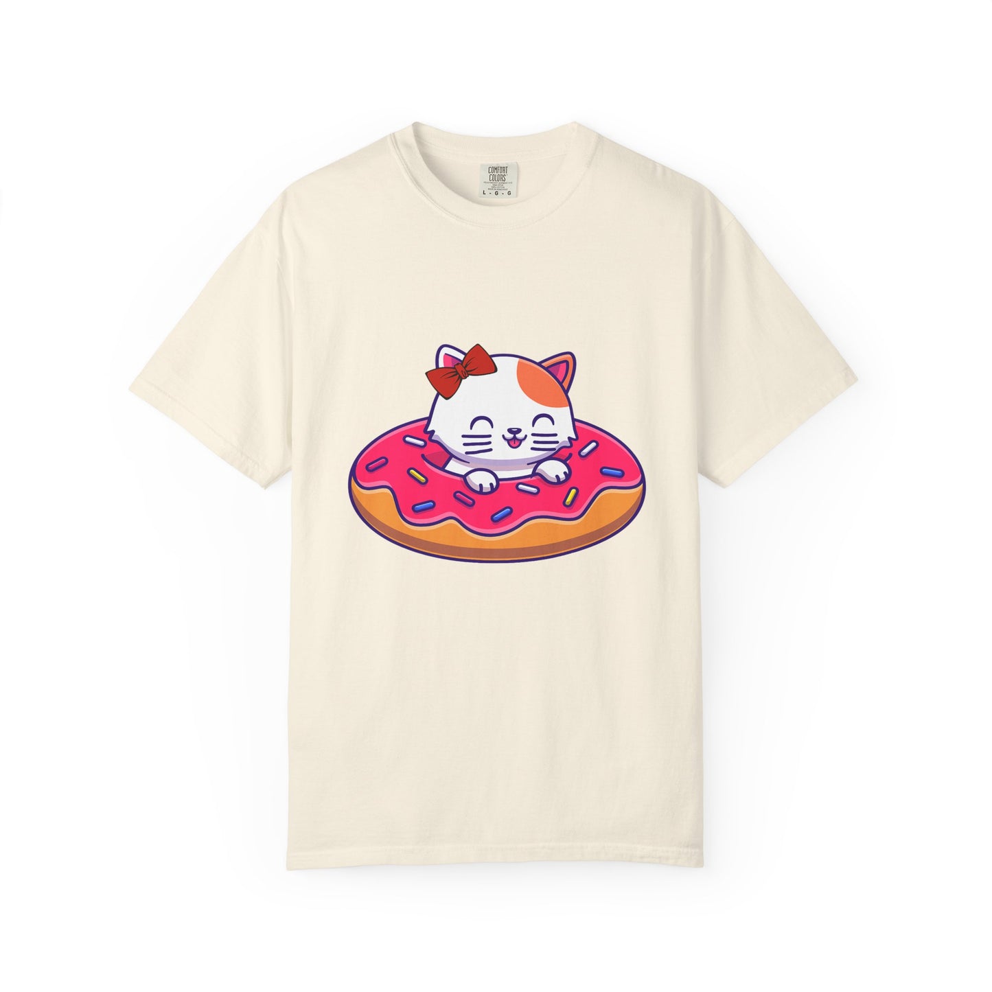Cute Cat and Donut Unisex T-Shirt, Funny Animal Tee, Gift for Cat Lovers, Casual Wear, Cute Summer Outfit