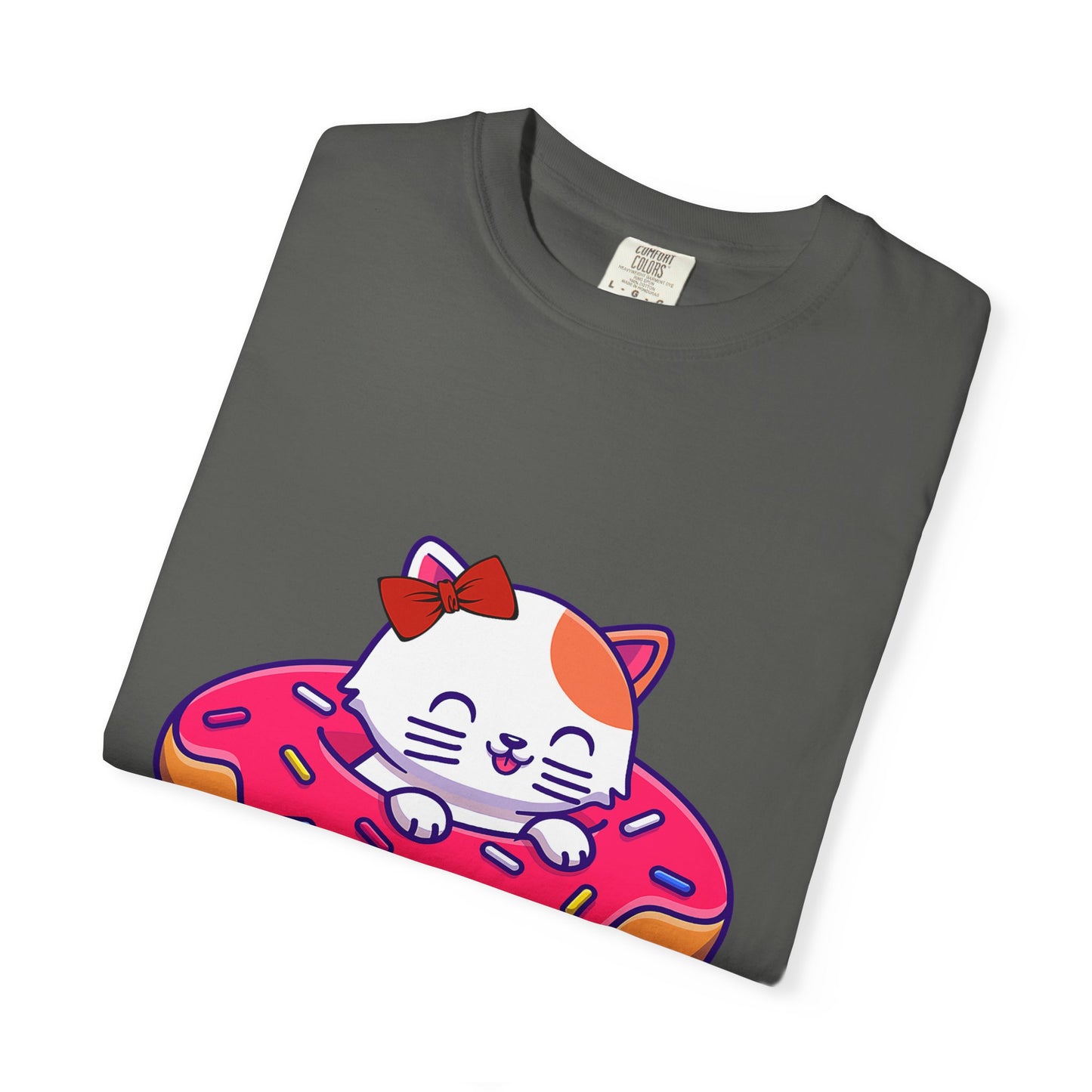 Cute Cat and Donut Unisex T-Shirt, Funny Animal Tee, Gift for Cat Lovers, Casual Wear, Cute Summer Outfit