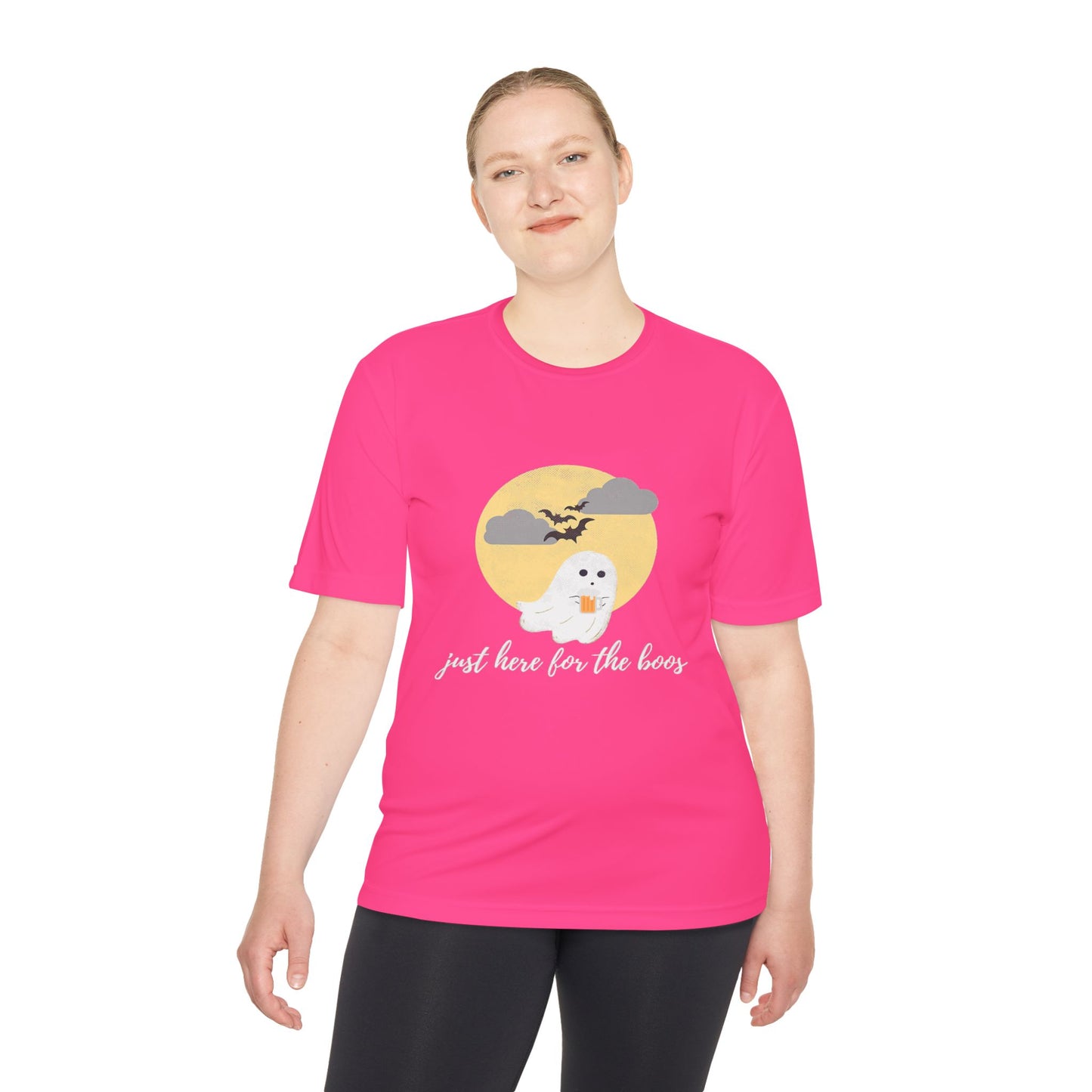 Whimsical Ghost Tee, Unisex Moisture Wicking T-Shirt, Halloween Apparel, Cute Graphic Tee, Fall Fashion, Lightweight Summer Shirt