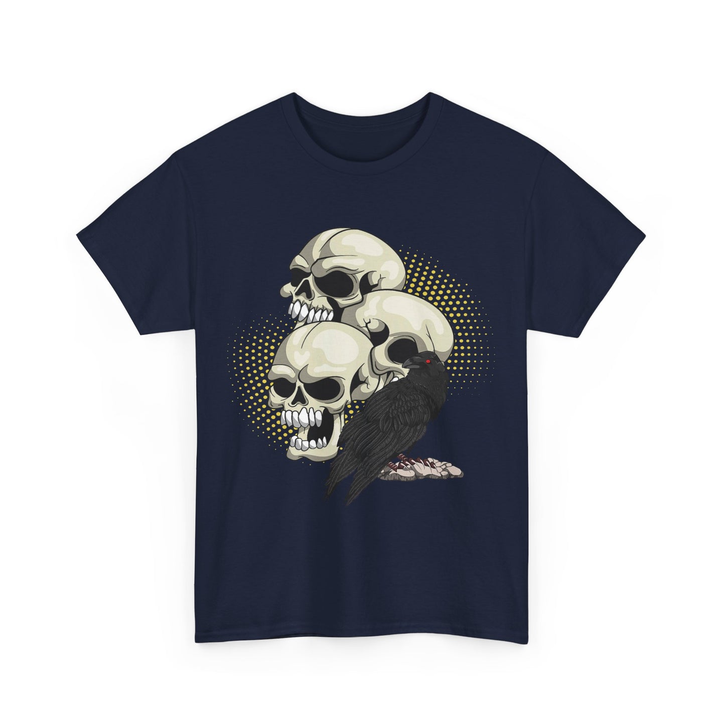 Skull Crow Tee - Unisex Heavy Cotton T-Shirt, Edgy Graphic Shirt, Gothic Style Apparel, Halloween Outfit, Alternative Fashion