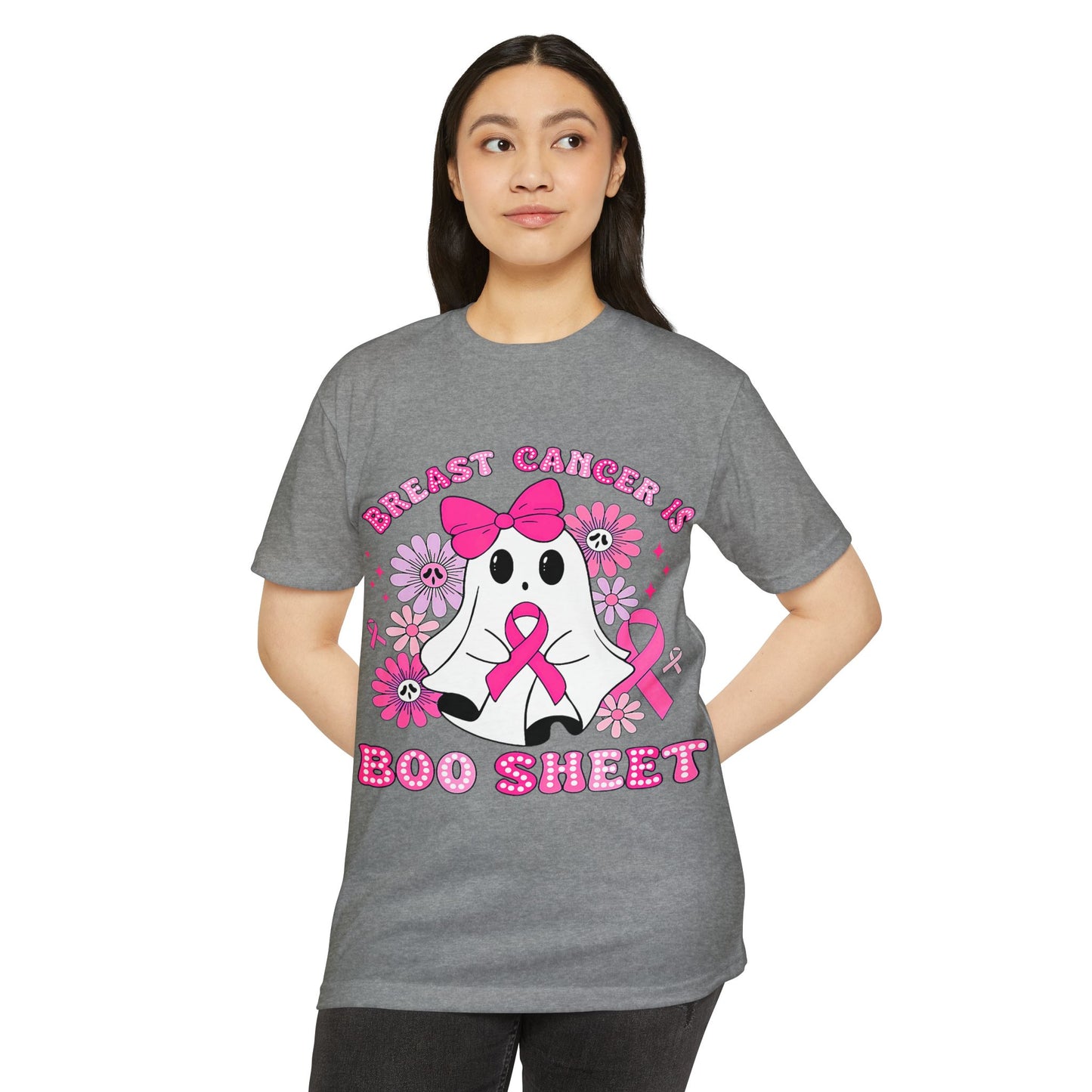 Breast Cancer Awareness Ghost T-Shirt, Unisex Tee, Halloween Shirt, Supportive Apparel, Fundraiser Gear, Boo Sheet Shirt