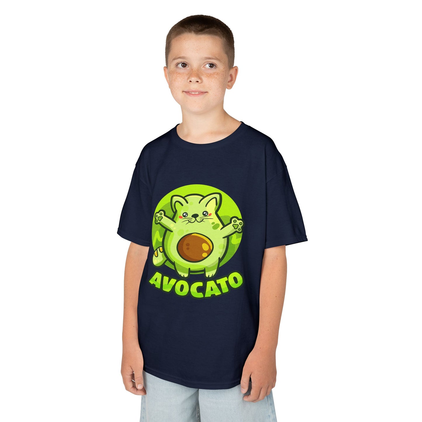 Cute Avocado Cat Kids Tee, Fun T-Shirt for Kids, Avocado Lover Gift, Playful Graphic Shirt, Birthday Party Outfit