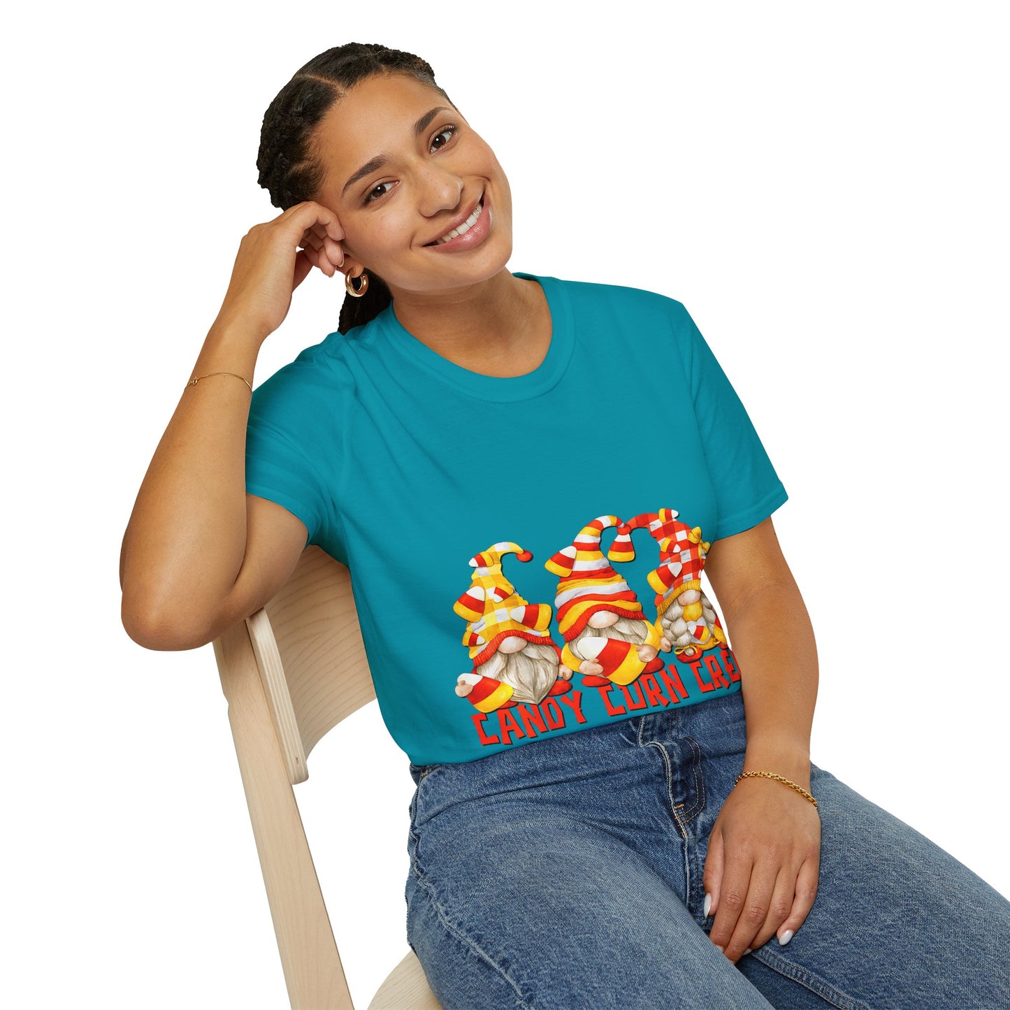 Candy Corn Crew Unisex T-Shirt - Fall Fashion, Halloween Apparel, Thanksgiving Gatherings, Cozy Comfort, Seasonal Style