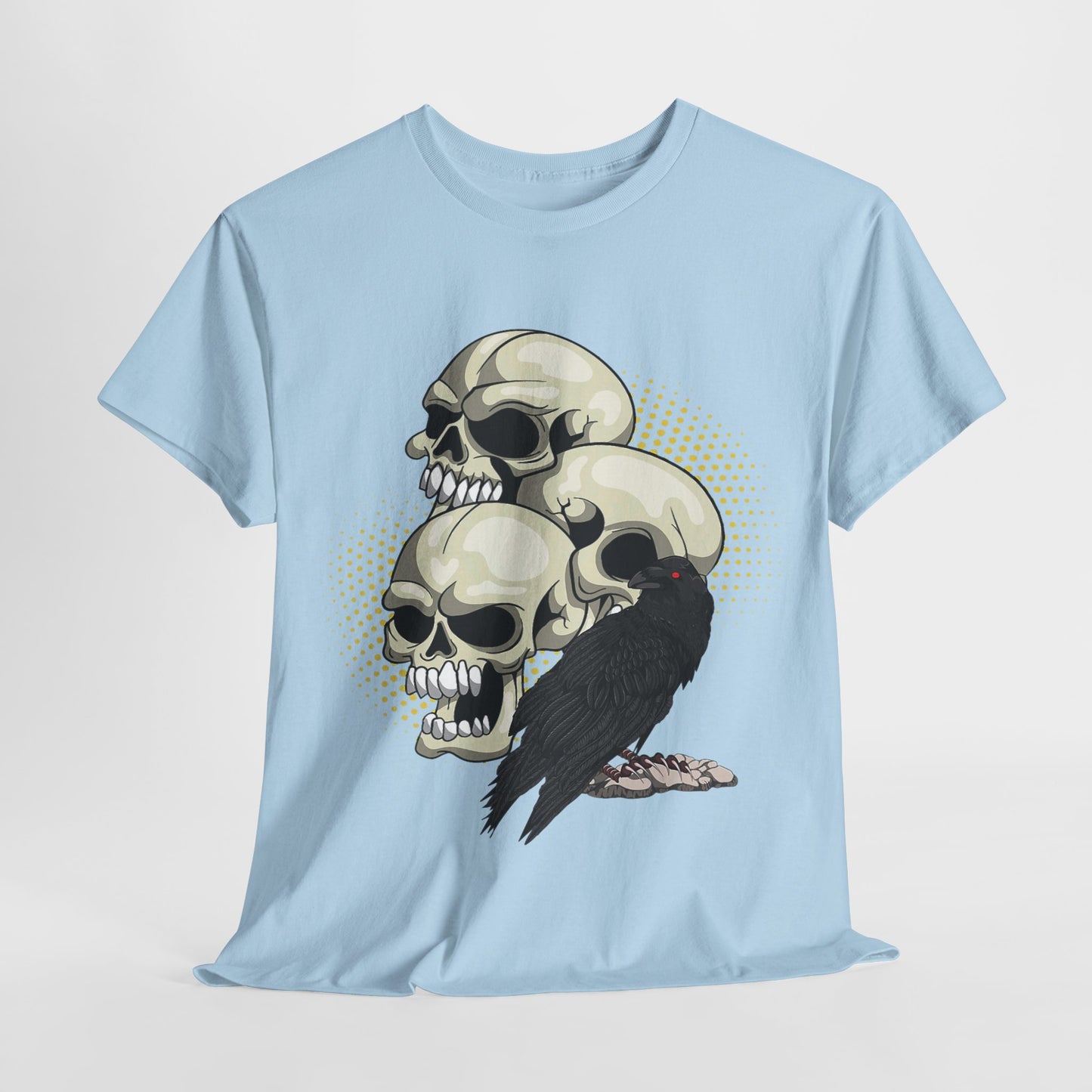 Skull Crow Tee - Unisex Heavy Cotton T-Shirt, Edgy Graphic Shirt, Gothic Style Apparel, Halloween Outfit, Alternative Fashion