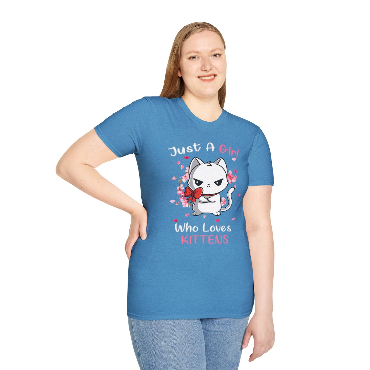 Cute Kittens Graphic Tee, Unisex Softstyle T-Shirt for Cat Lovers, Gift for Birthdays, Valentine's Day, Casual Wear, Animal Lovers