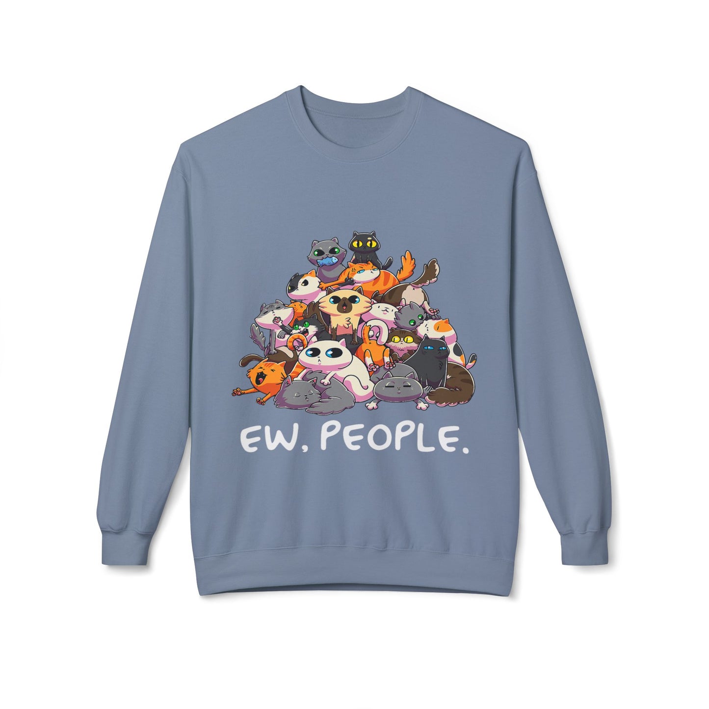 Cute Cat Lover Crewneck Sweatshirt - 'Ew. People.' Funny Gift for Cat Owners, Animal Lovers, Cozy Fashion, Unique Birthday Present