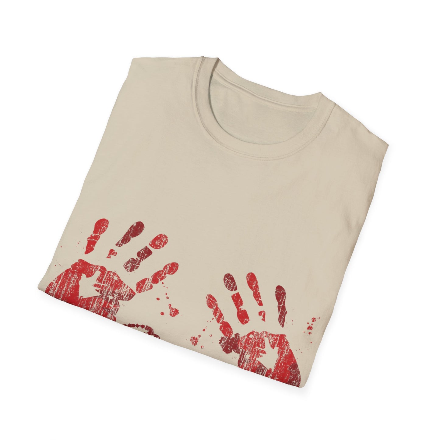 Bloody Handprints Unisex T-Shirt, Halloween Costume Tee, Spooky Graphic Shirt, Horror Movie Apparel, Gore T-Shirt