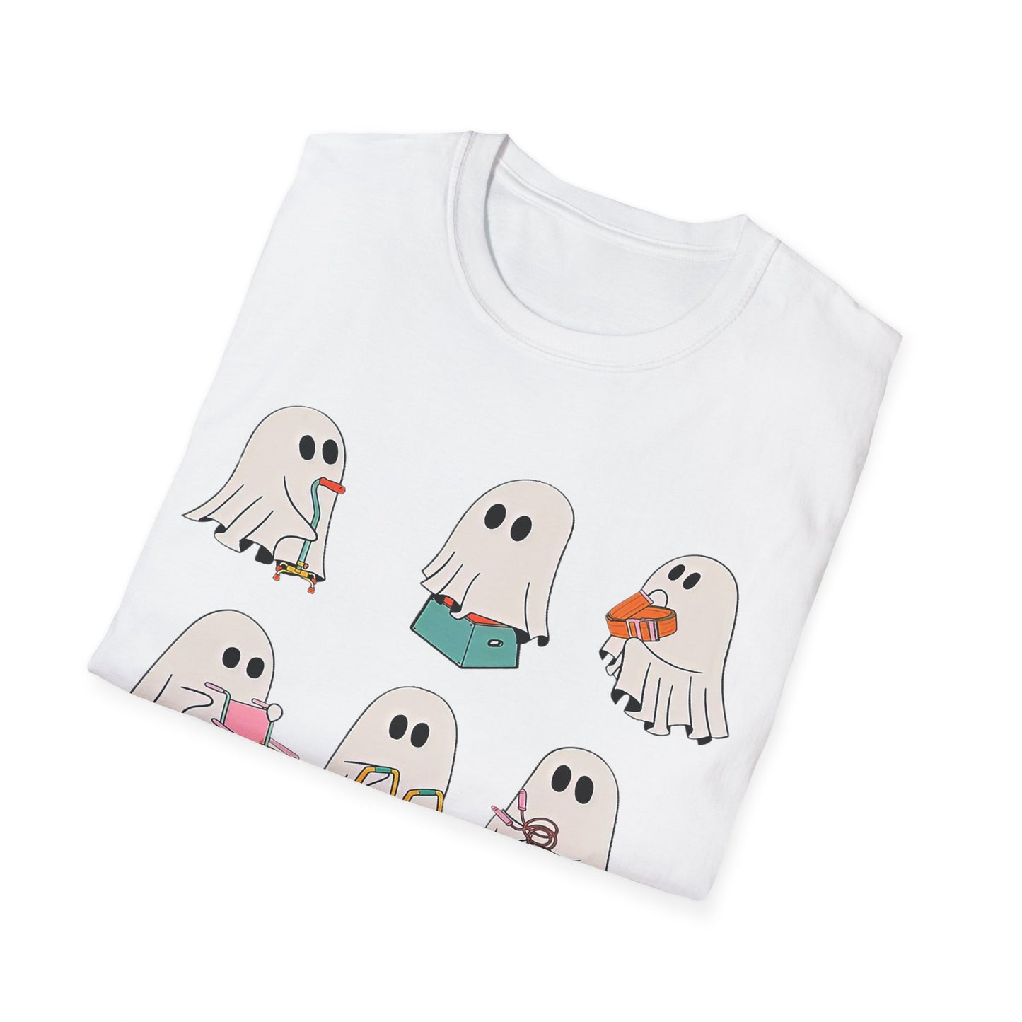 Cute Ghost Activities Unisex Softstyle T-Shirt, Halloween Shirt, Holiday Tee, Ghost Lover Gift, Casual Wear, Spooky Style