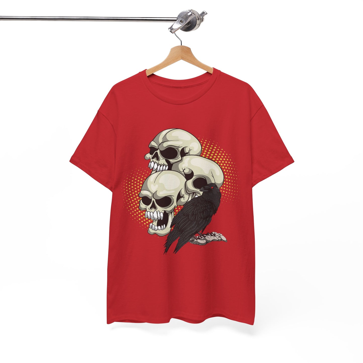 Skull Crow Tee - Unisex Heavy Cotton T-Shirt, Edgy Graphic Shirt, Gothic Style Apparel, Halloween Outfit, Alternative Fashion