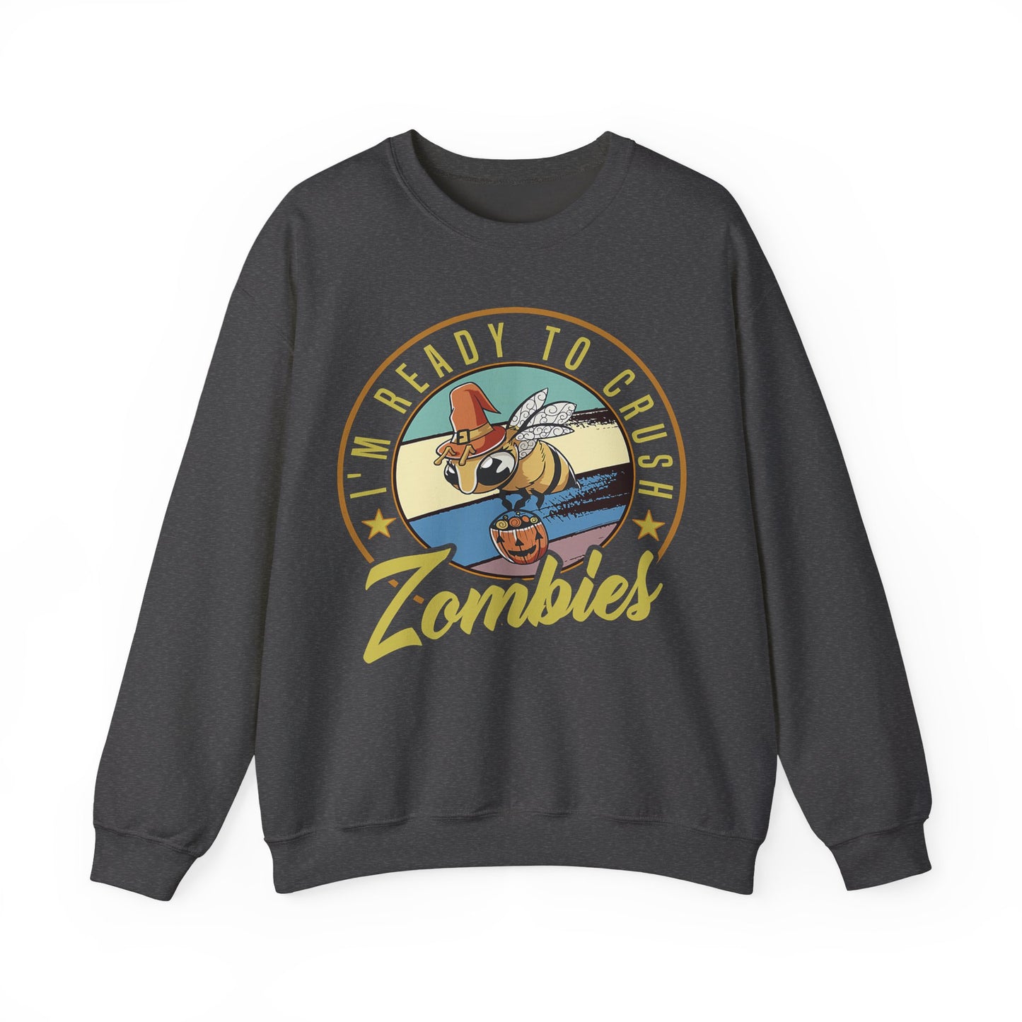 Zombie-Themed Crewneck Sweatshirt - Funny Halloween Gift for Friends, Casual Wear, Cozy Style, Unisex Apparel, Fall Fashion