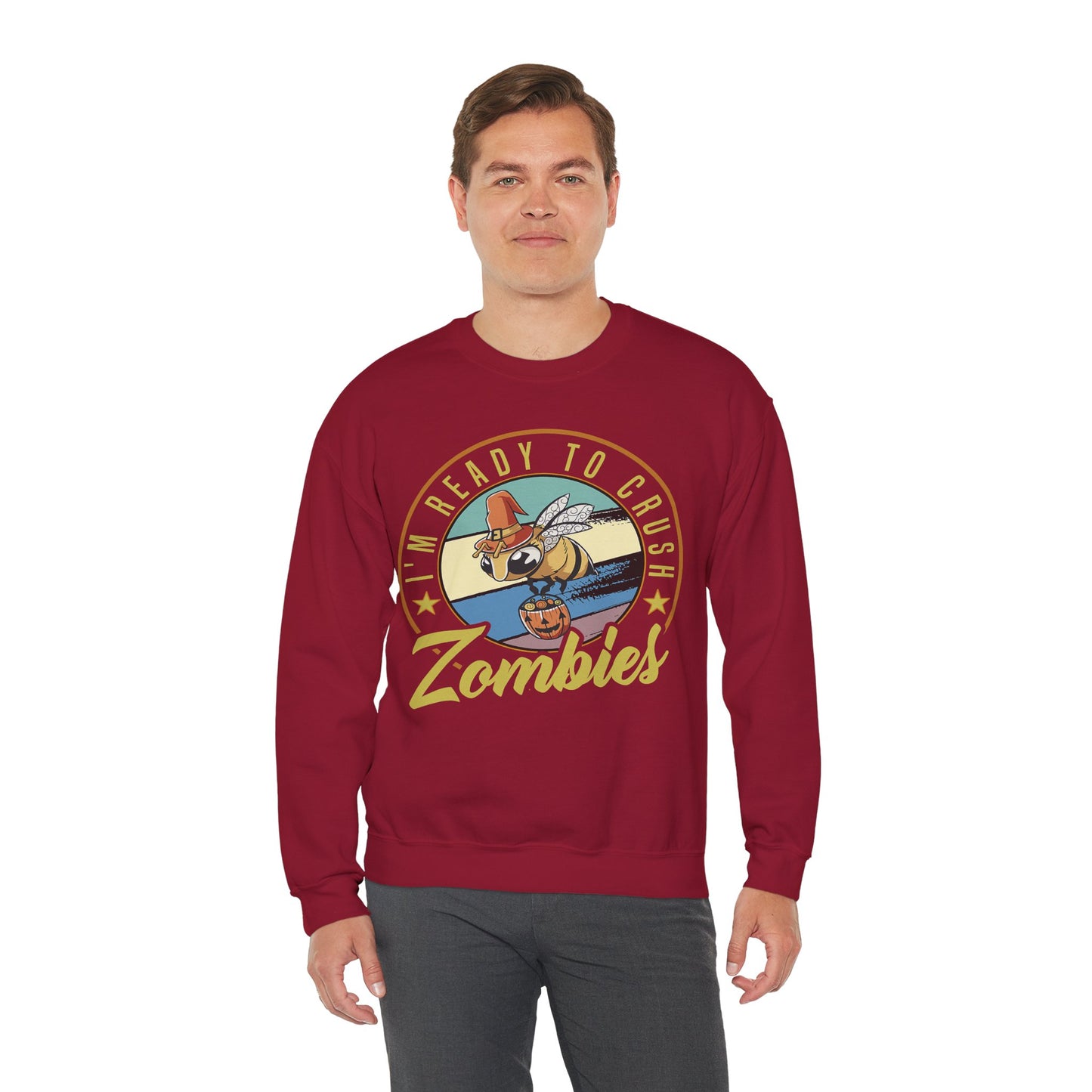 Zombie-Themed Crewneck Sweatshirt - Funny Halloween Gift for Friends, Casual Wear, Cozy Style, Unisex Apparel, Fall Fashion