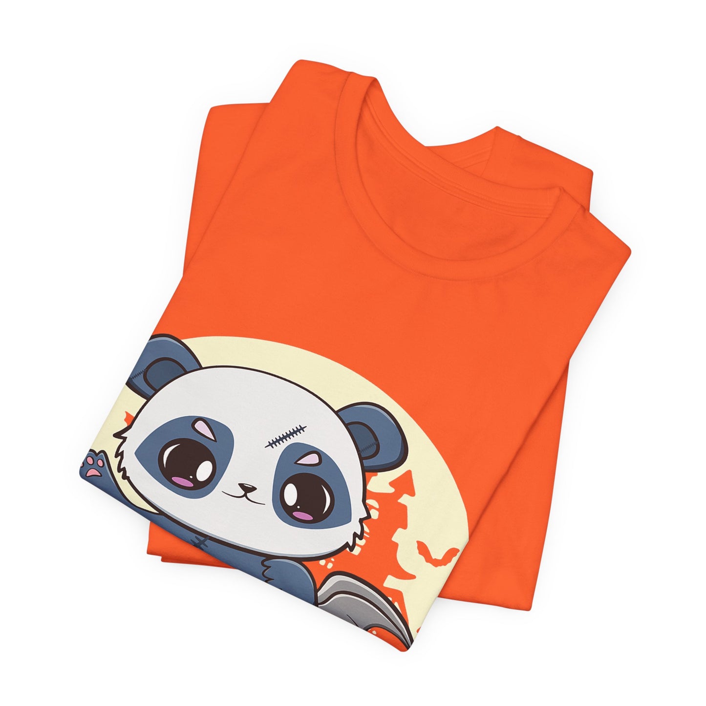 Cute Panda Halloween Tee, Unisex Short Sleeve Shirt, Fun Graphic T-Shirt, Spooky Cute Apparel, Animal Lover Gift