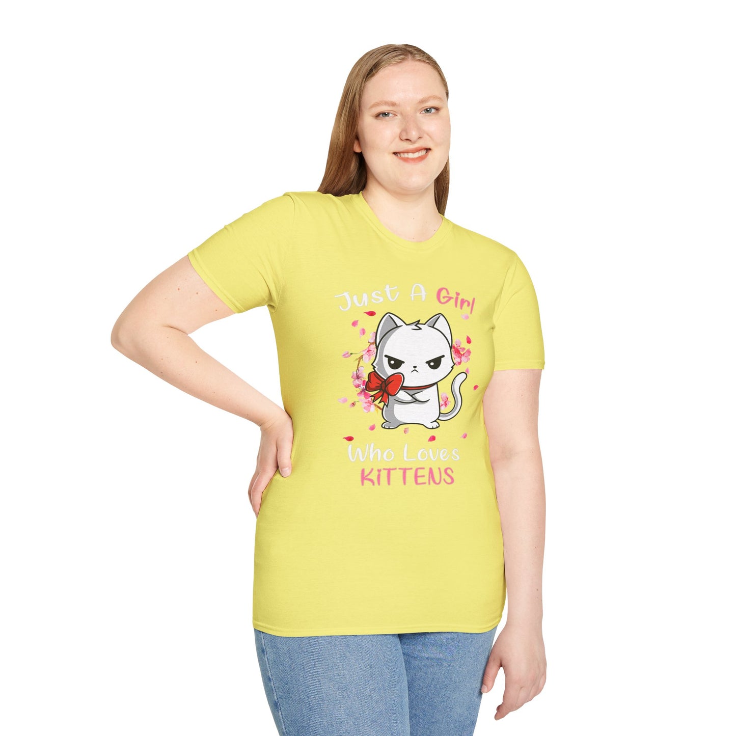 Cute Kittens Graphic Tee, Unisex Softstyle T-Shirt for Cat Lovers, Gift for Birthdays, Valentine's Day, Casual Wear, Animal Lovers
