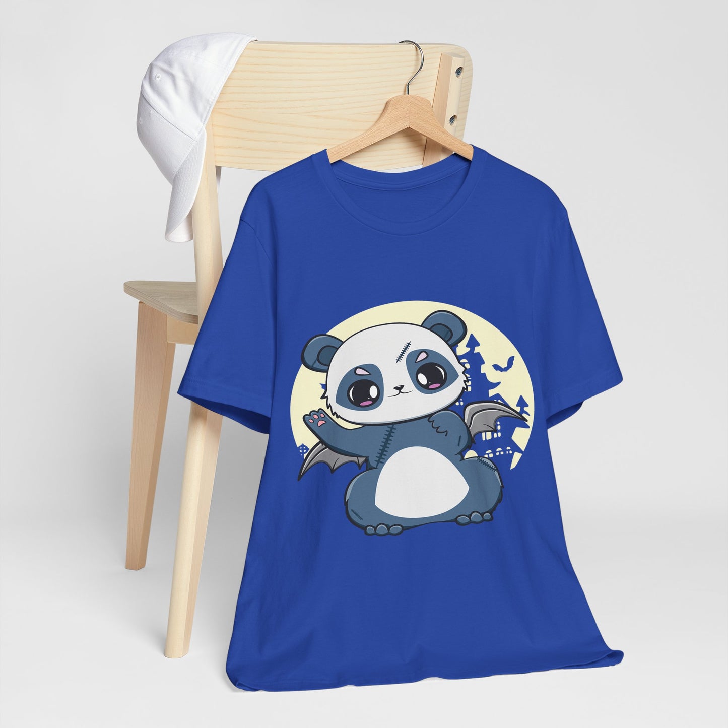 Cute Panda Halloween Tee, Unisex Short Sleeve Shirt, Fun Graphic T-Shirt, Spooky Cute Apparel, Animal Lover Gift