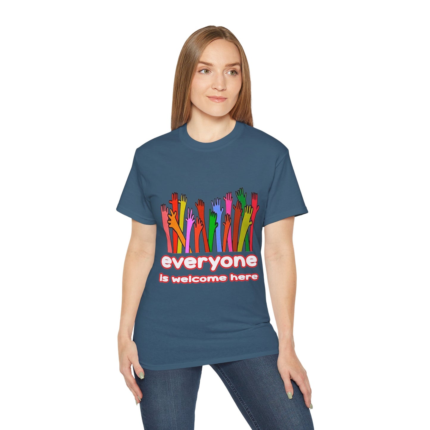Inclusive Vibes Tee, Everyone is Welcome Here T-Shirt, Unity Tee, Proud Ally Shirt, Colorful Art Tee, Comfortable Cotton T-Shirt