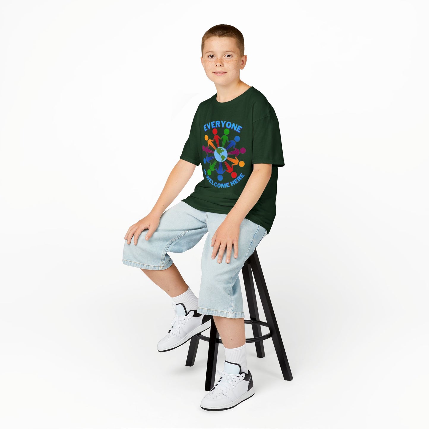 Inclusive Kids Tee - Everyone is Welcome Here, Rainbow T-Shirt, Kids Equality Wear, Unity Apparel, Diversity Gift, Positive Message Top
