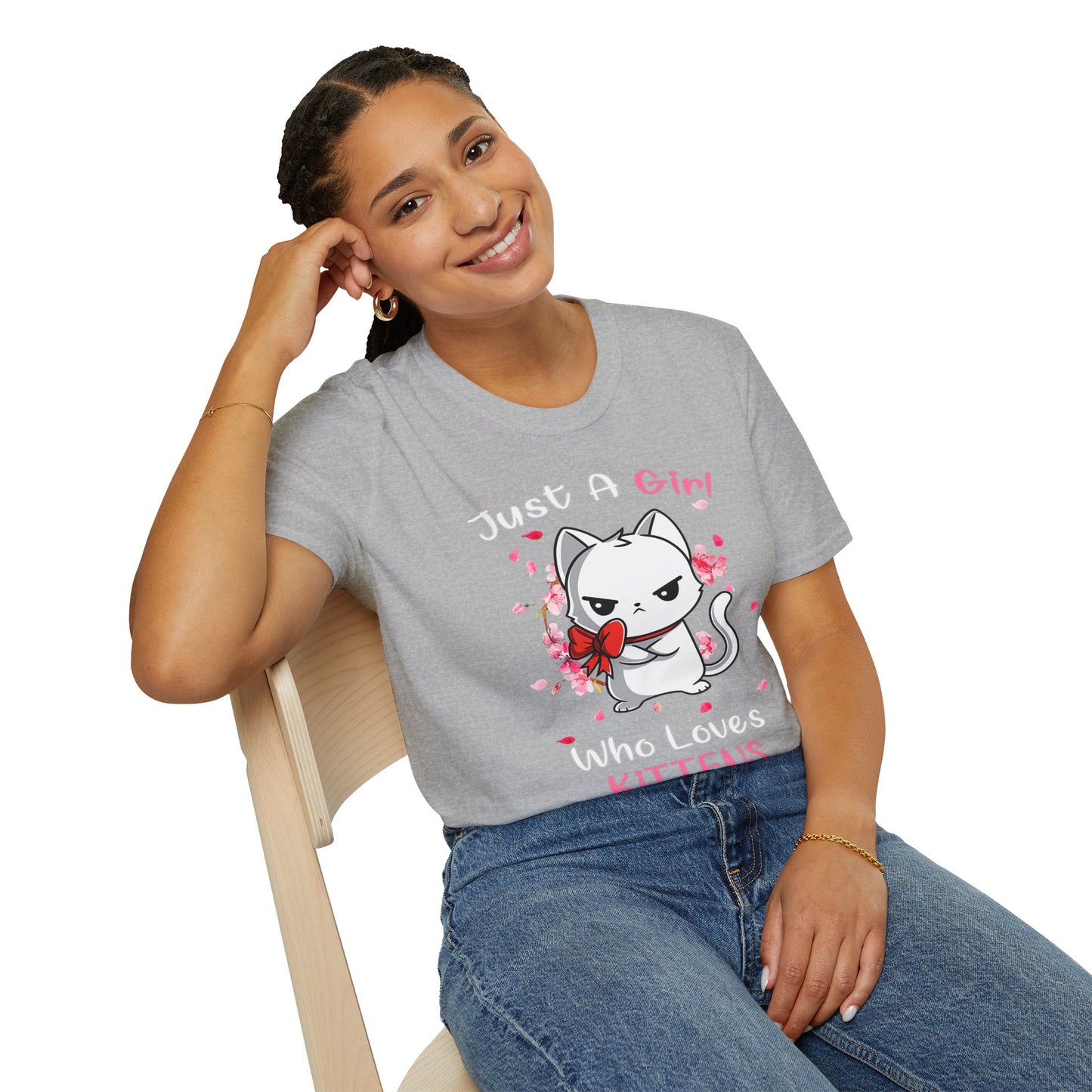 Cute Kittens Graphic Tee, Unisex Softstyle T-Shirt for Cat Lovers, Gift for Birthdays, Valentine's Day, Casual Wear, Animal Lovers