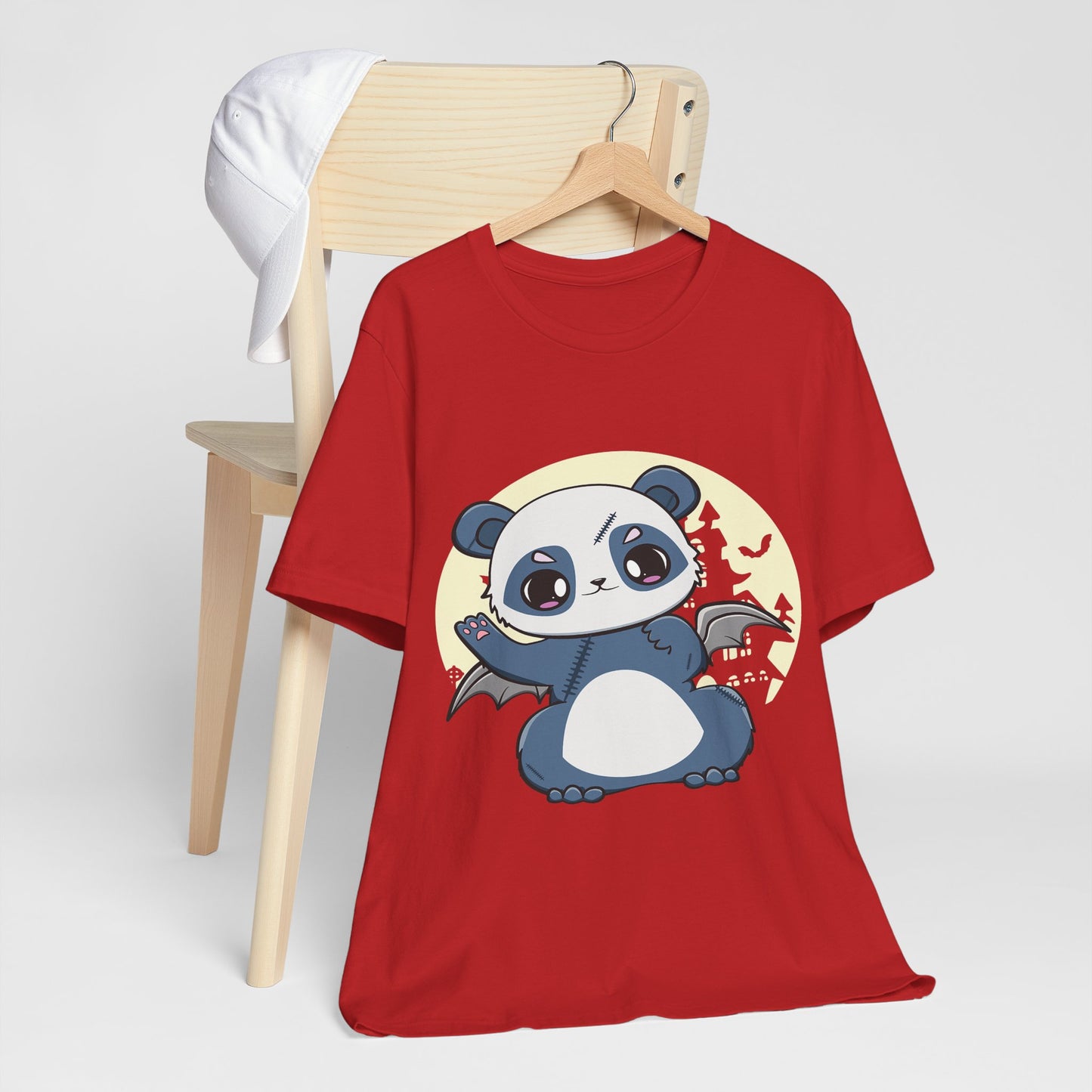 Cute Panda Halloween Tee, Unisex Short Sleeve Shirt, Fun Graphic T-Shirt, Spooky Cute Apparel, Animal Lover Gift