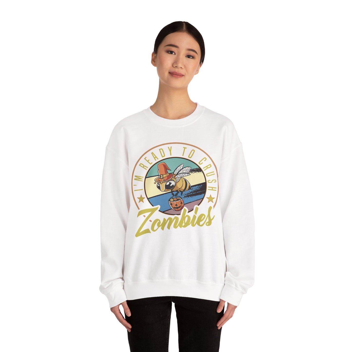 Zombie-Themed Crewneck Sweatshirt - Funny Halloween Gift for Friends, Casual Wear, Cozy Style, Unisex Apparel, Fall Fashion