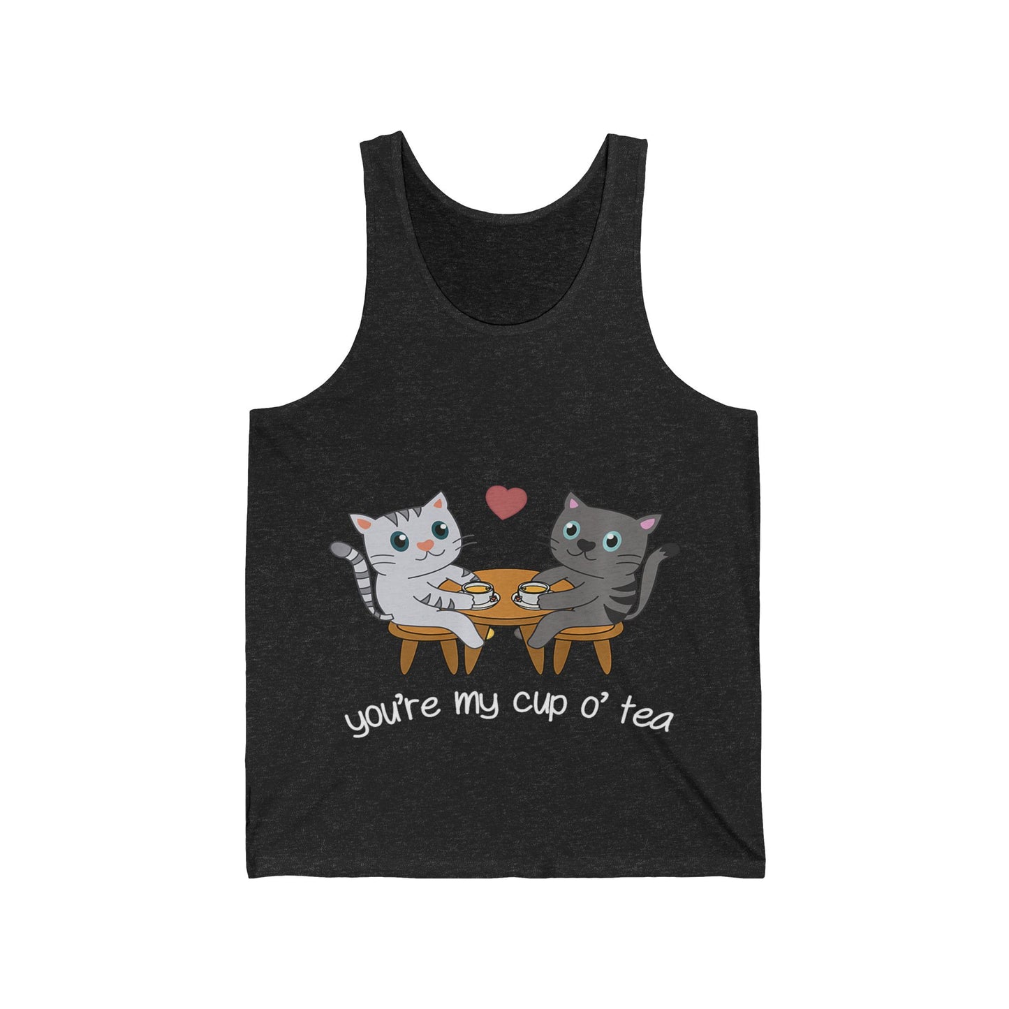 Cute Cat Lovers Unisex Jersey Tank - You're My Cup of Tea, Cat Tank Top, Gift for Cat Owners, Pet Lover Apparel, Summer Casual Wear