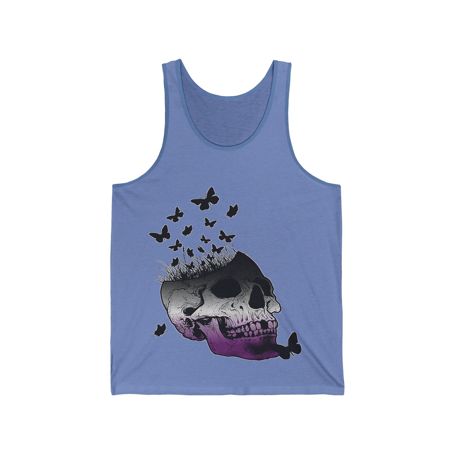 Gothic Butterfly Skull Tank, Unisex Jersey Tank Top, Edgy Summer Fashion, Casual Wear, Halloween Outfit, Unique Gift