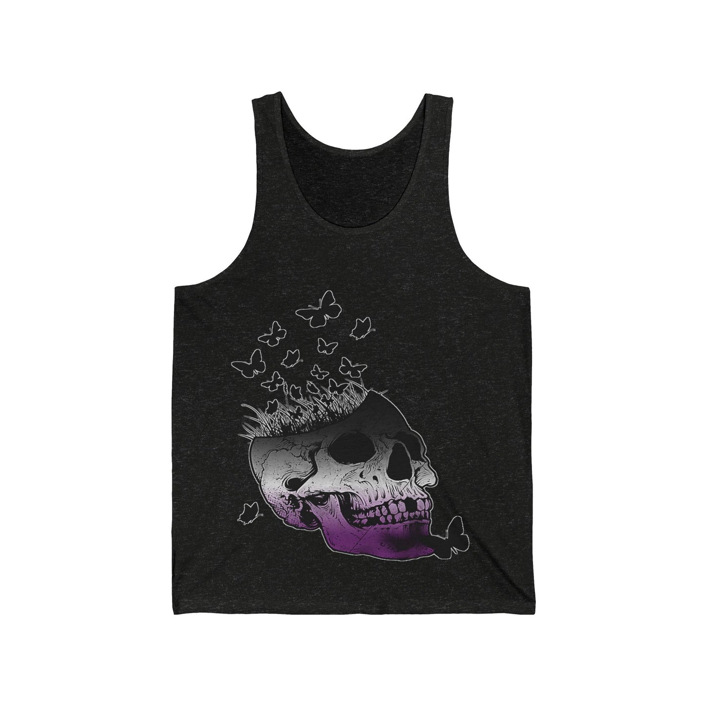Gothic Butterfly Skull Tank, Unisex Jersey Tank Top, Edgy Summer Fashion, Casual Wear, Halloween Outfit, Unique Gift