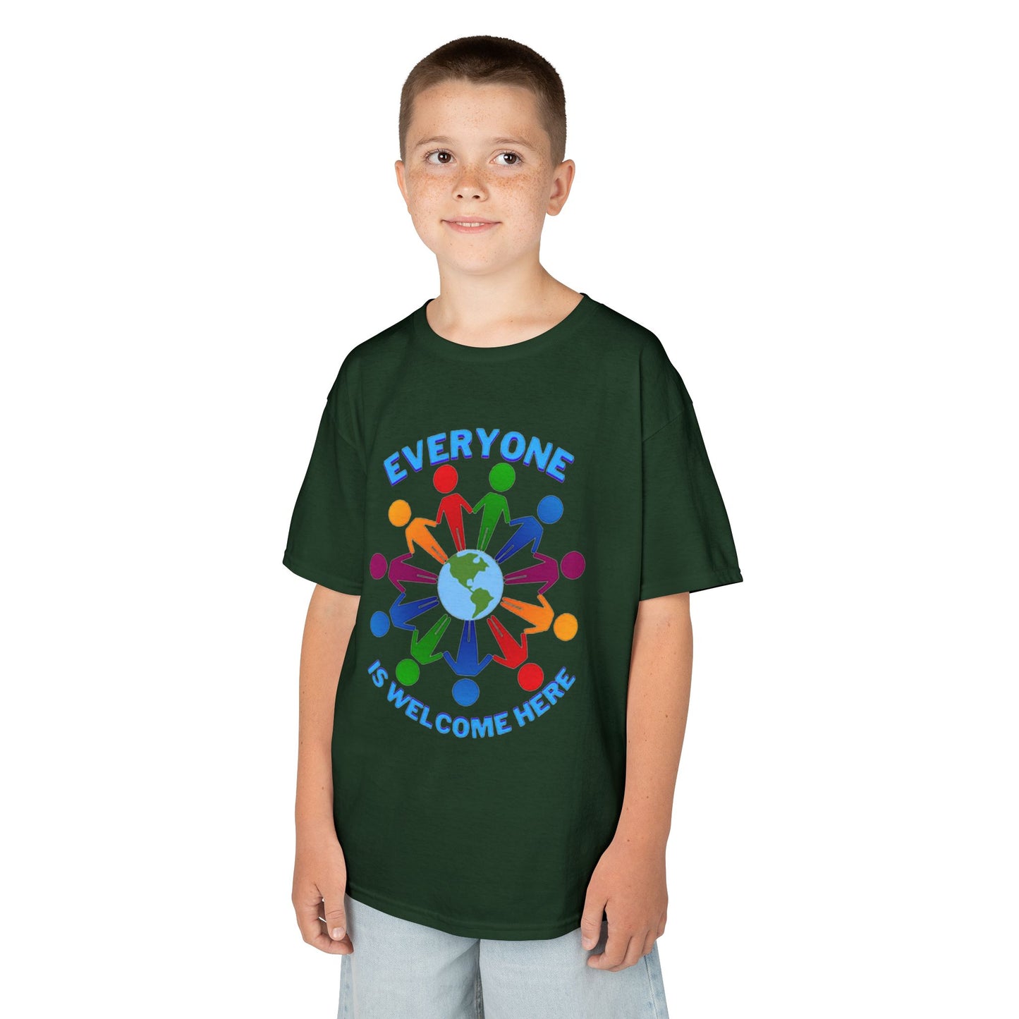 Inclusive Kids Tee - Everyone is Welcome Here, Rainbow T-Shirt, Kids Equality Wear, Unity Apparel, Diversity Gift, Positive Message Top