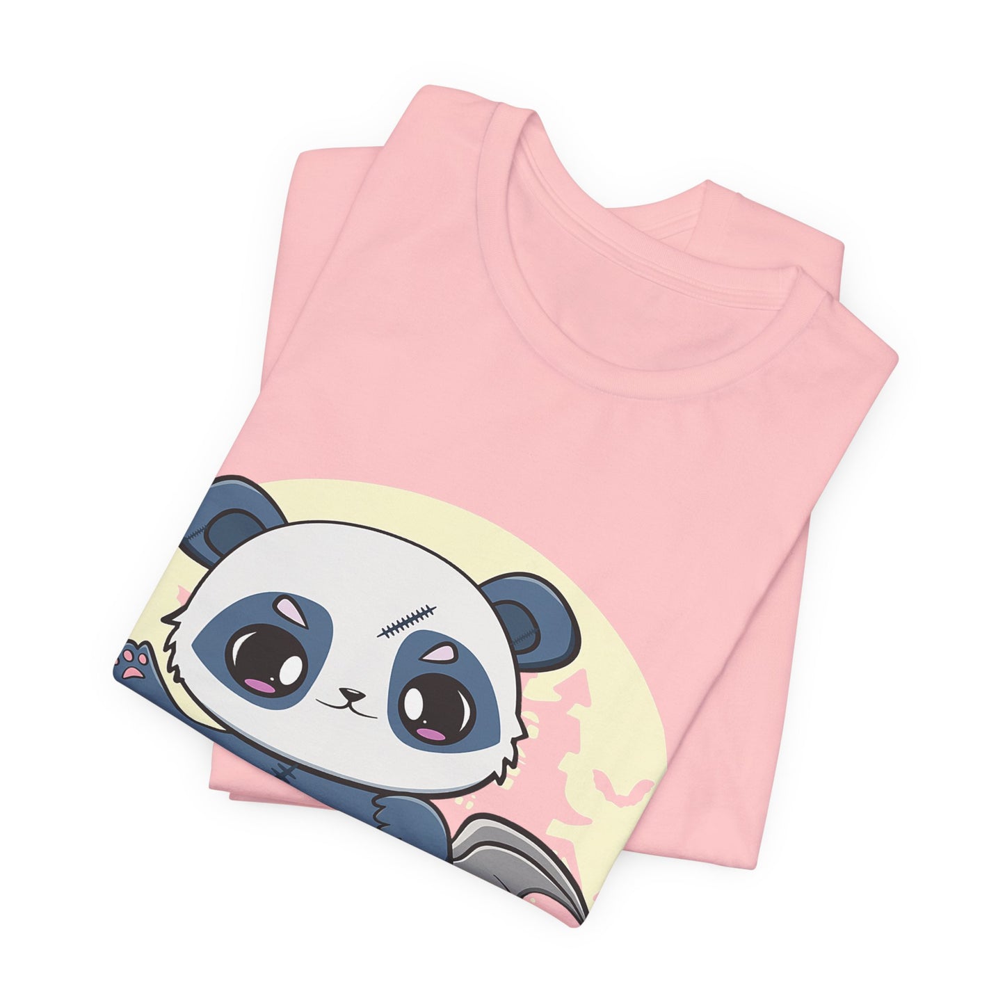 Cute Panda Halloween Tee, Unisex Short Sleeve Shirt, Fun Graphic T-Shirt, Spooky Cute Apparel, Animal Lover Gift