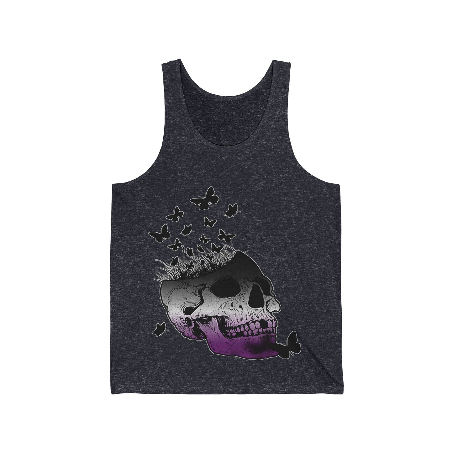 Gothic Butterfly Skull Tank, Unisex Jersey Tank Top, Edgy Summer Fashion, Casual Wear, Halloween Outfit, Unique Gift
