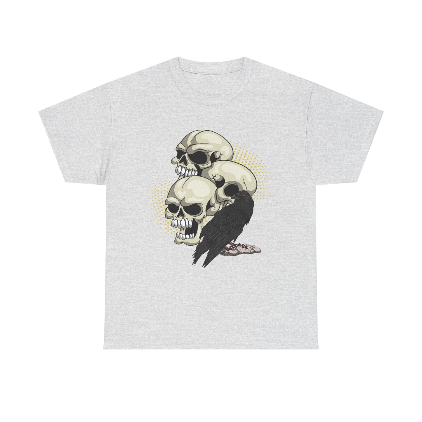 Skull Crow Tee - Unisex Heavy Cotton T-Shirt, Edgy Graphic Shirt, Gothic Style Apparel, Halloween Outfit, Alternative Fashion