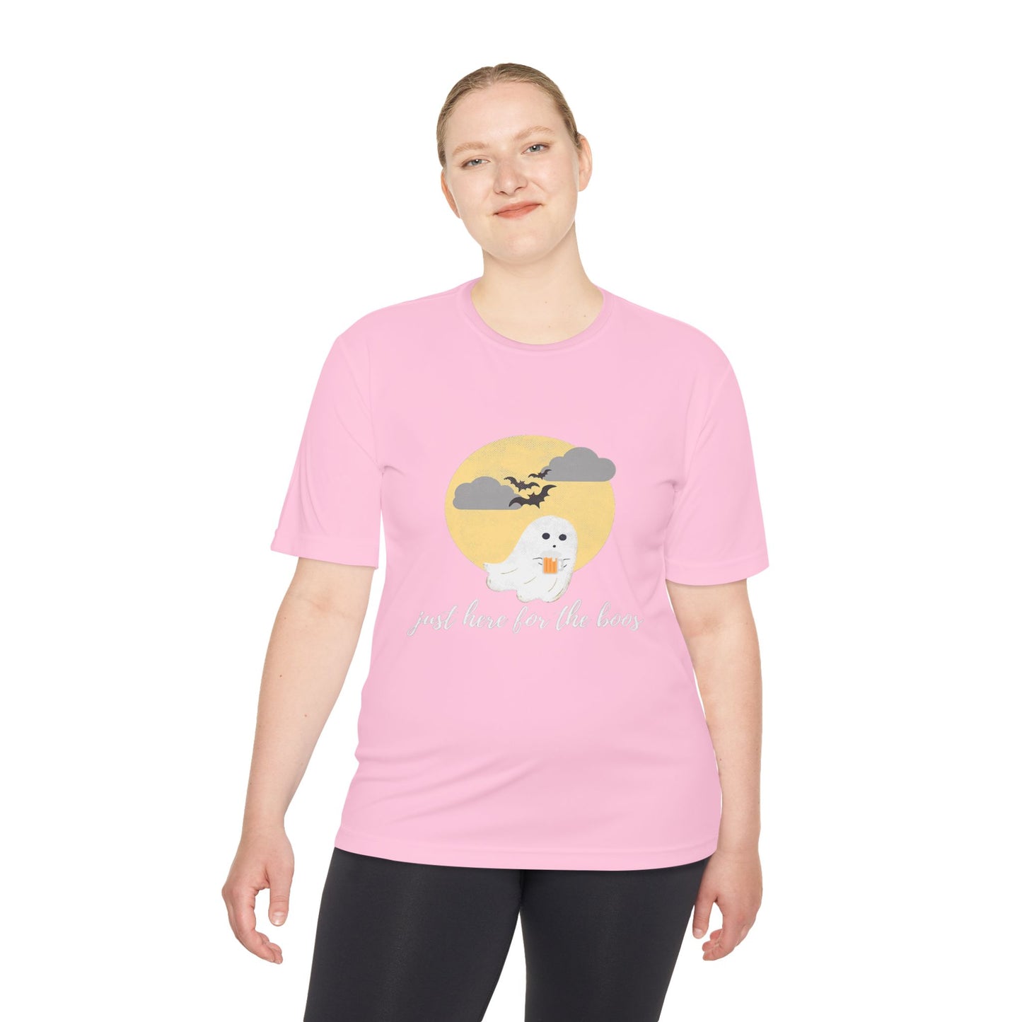 Whimsical Ghost Tee, Unisex Moisture Wicking T-Shirt, Halloween Apparel, Cute Graphic Tee, Fall Fashion, Lightweight Summer Shirt