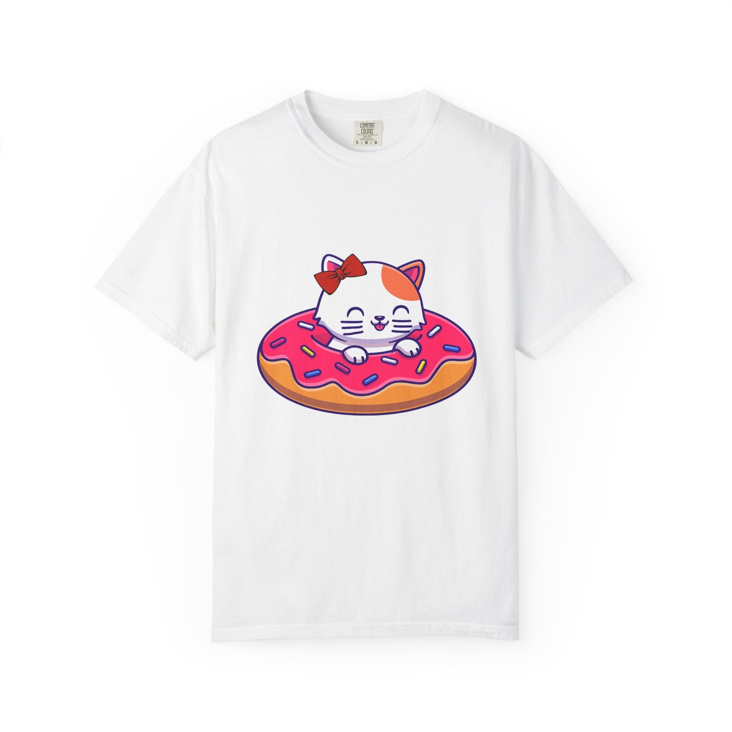 Cute Cat and Donut Unisex T-Shirt, Funny Animal Tee, Gift for Cat Lovers, Casual Wear, Cute Summer Outfit