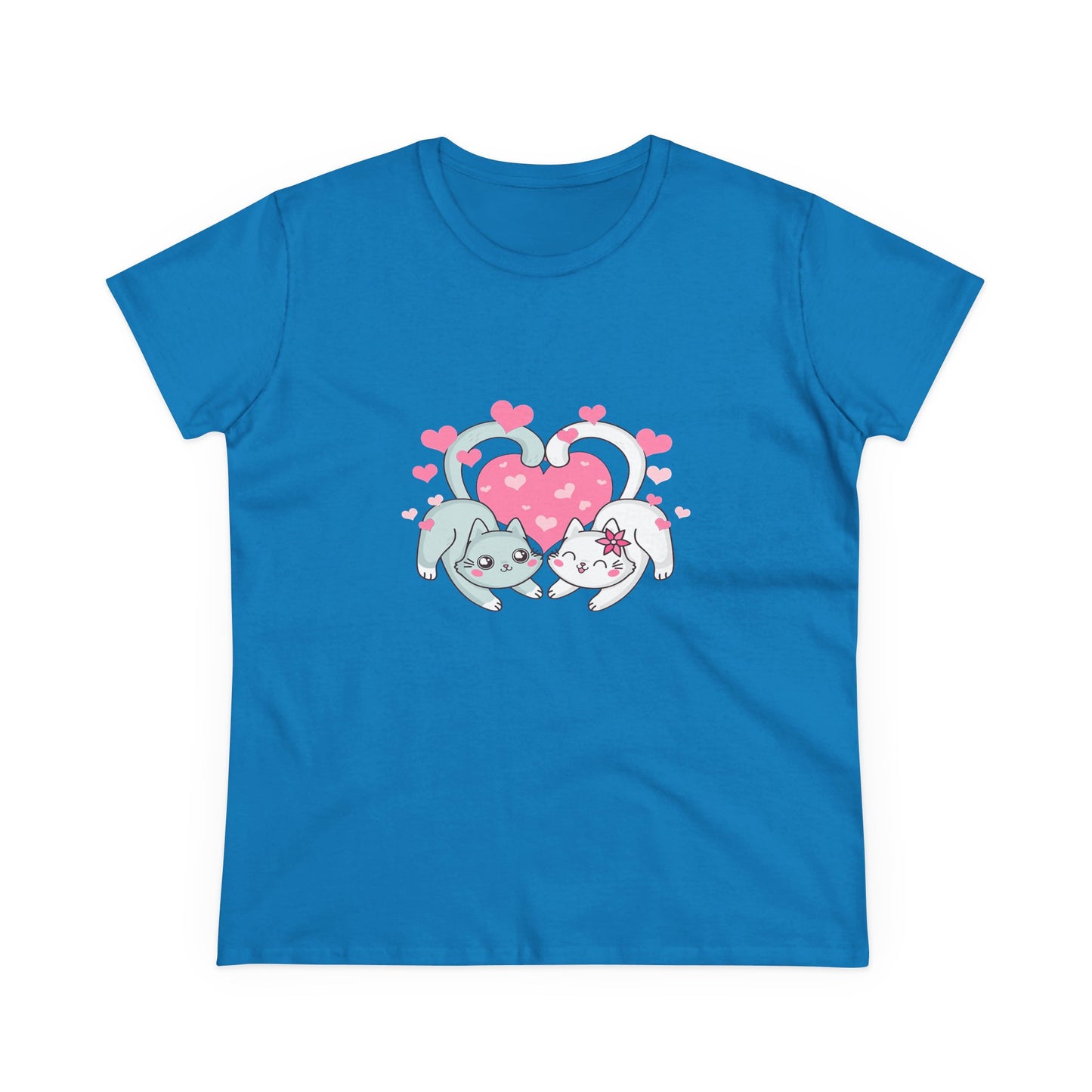 Cute Cat Love Tee for Pet Lovers, Valentine's Day Gift, Women's Casual Cotton T-Shirt, Cat Lover Shirt, Unique Pet Gift