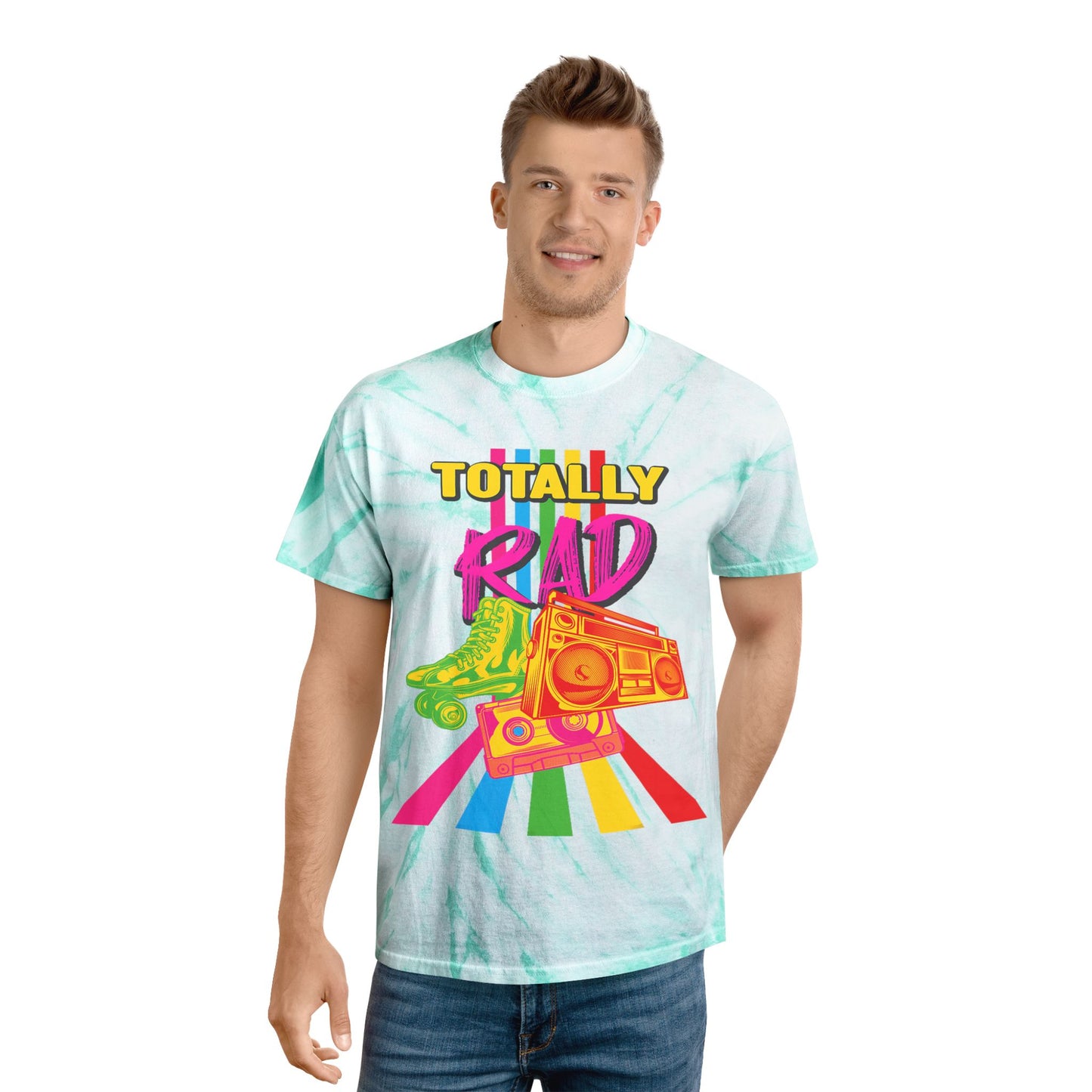 Totally Rad Tie-Dye Tee | Retro 80s Vibe Shirt | Perfect for Summer Festivals, Casual Outfits, Skate Culture, Unique Gift Idea