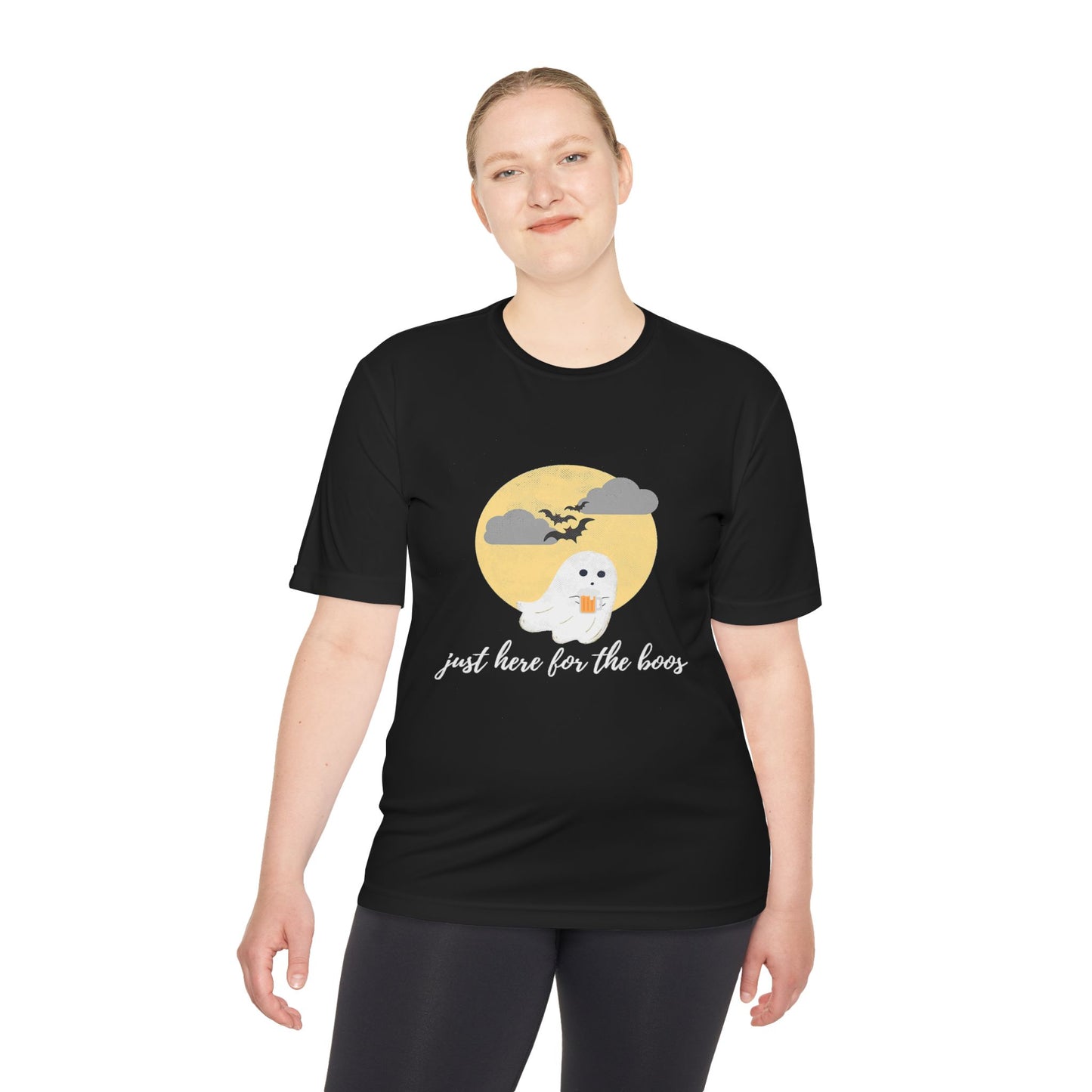 Whimsical Ghost Tee, Unisex Moisture Wicking T-Shirt, Halloween Apparel, Cute Graphic Tee, Fall Fashion, Lightweight Summer Shirt