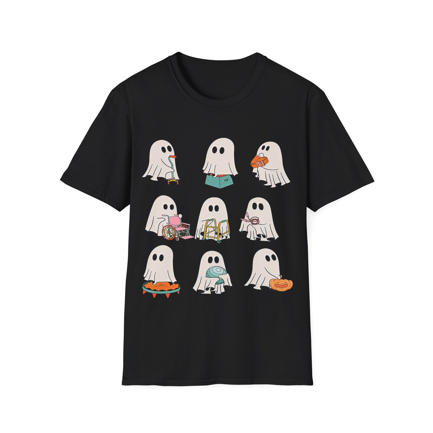 Cute Ghost Activities Unisex Softstyle T-Shirt, Halloween Shirt, Holiday Tee, Ghost Lover Gift, Casual Wear, Spooky Style