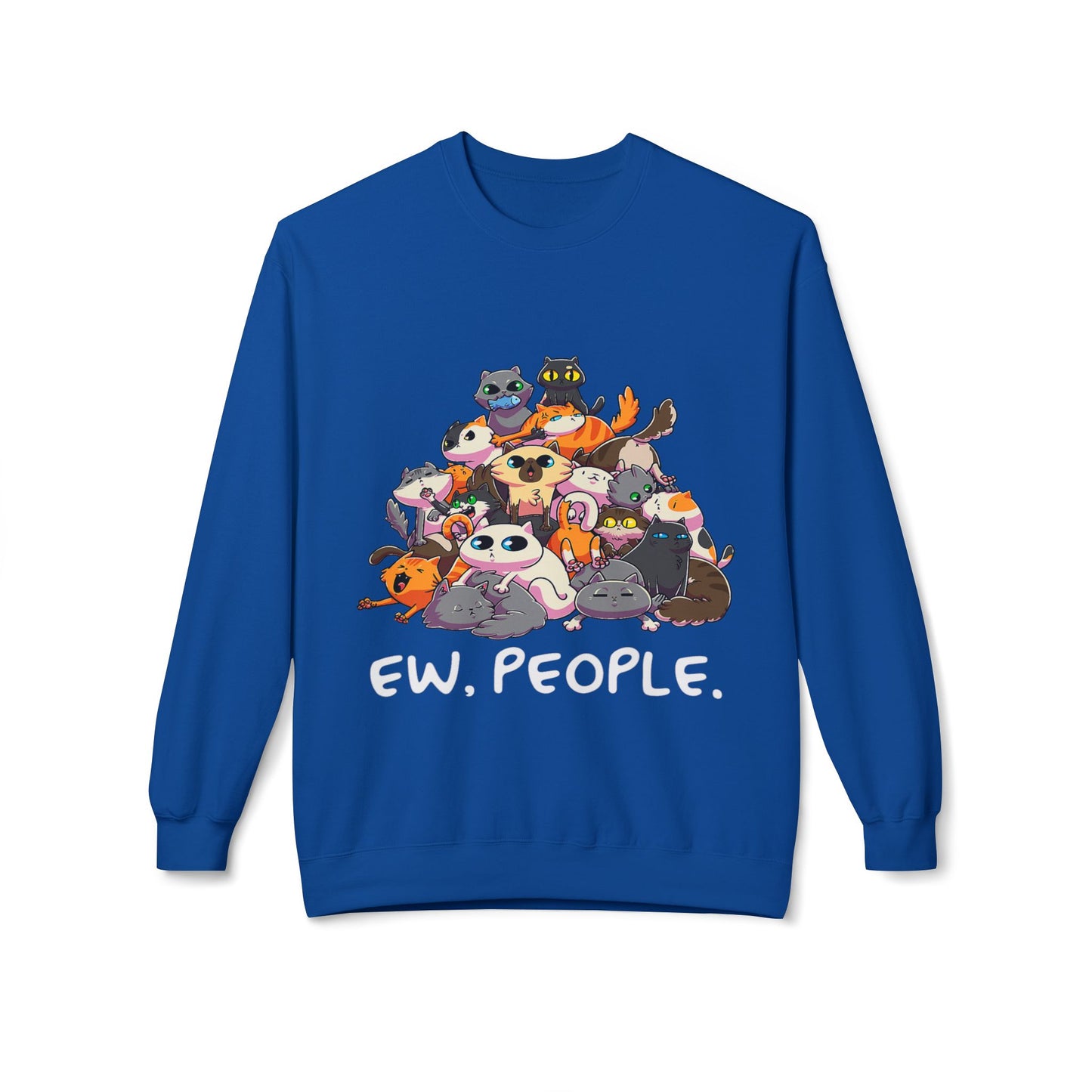 Cute Cat Lover Crewneck Sweatshirt - 'Ew. People.' Funny Gift for Cat Owners, Animal Lovers, Cozy Fashion, Unique Birthday Present